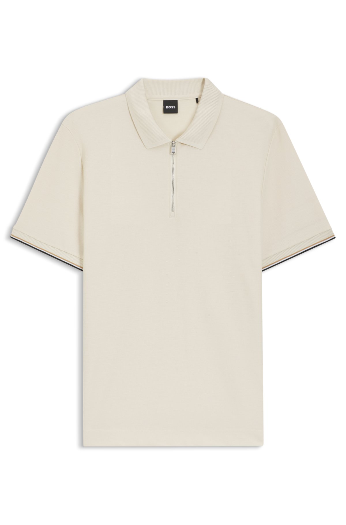 Maglietta polo in cotone piqué con zip sul collo