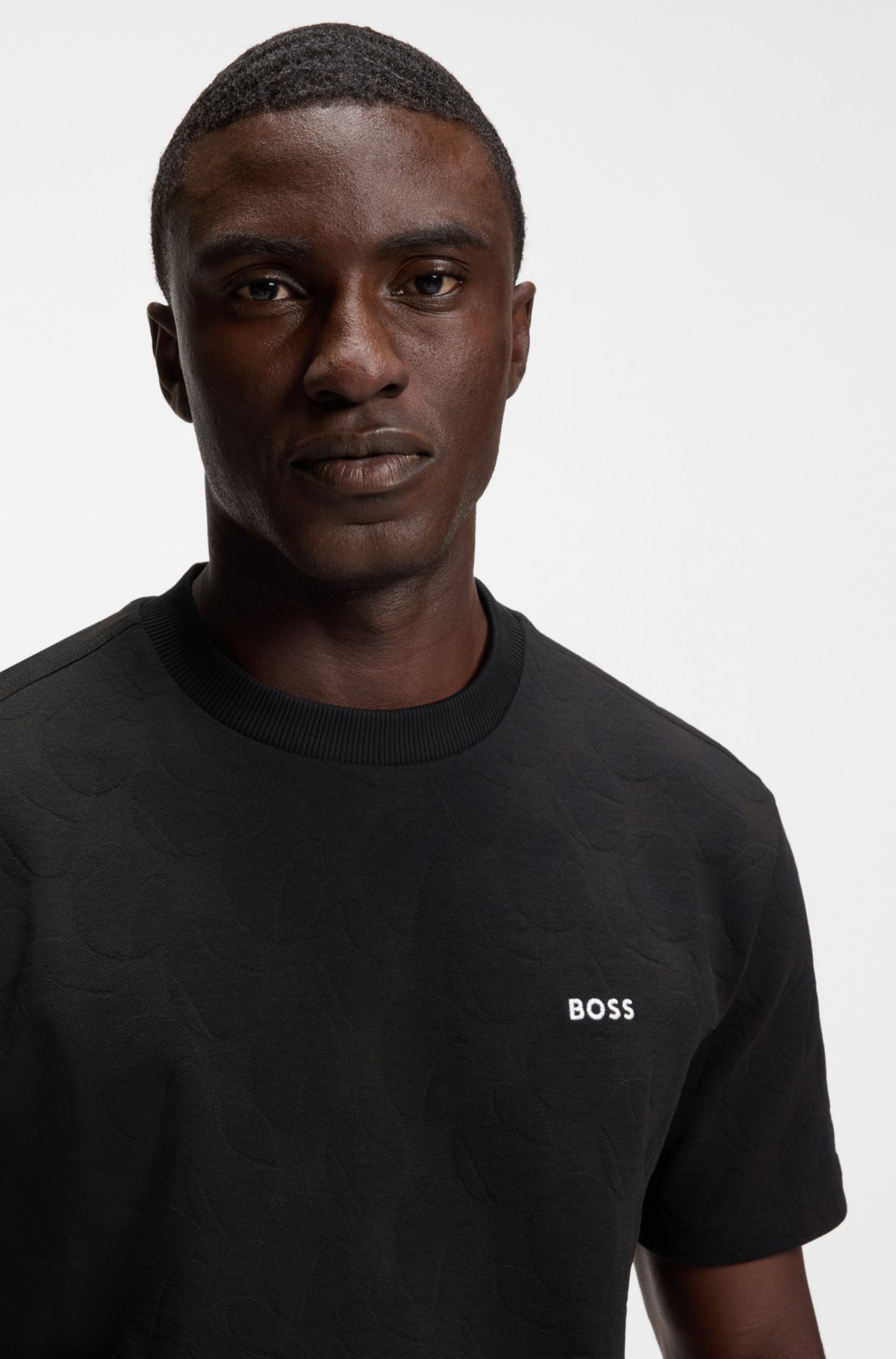 T-shirt in cotone con intreccio a palline da tennis