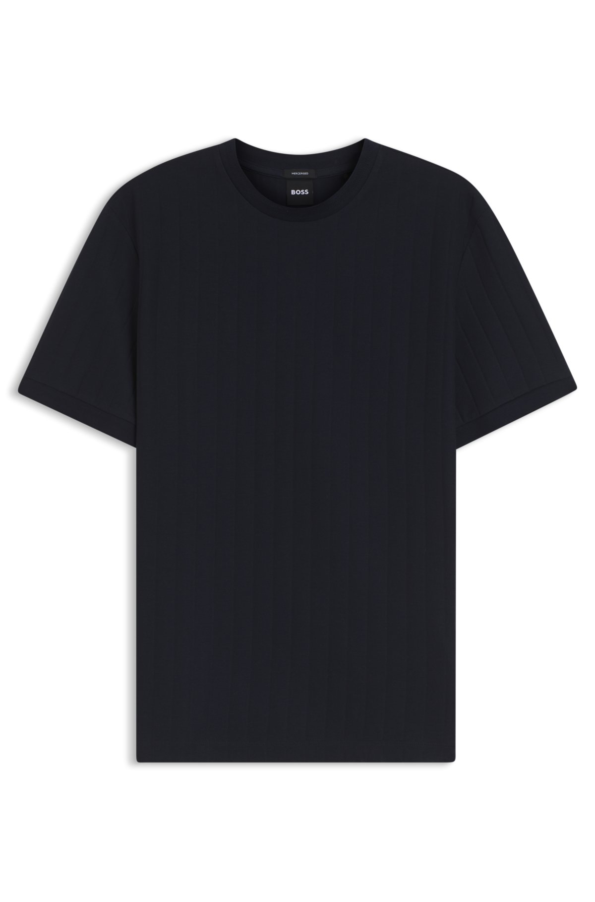 T-shirt a righe verticali in cotone mercerizzato