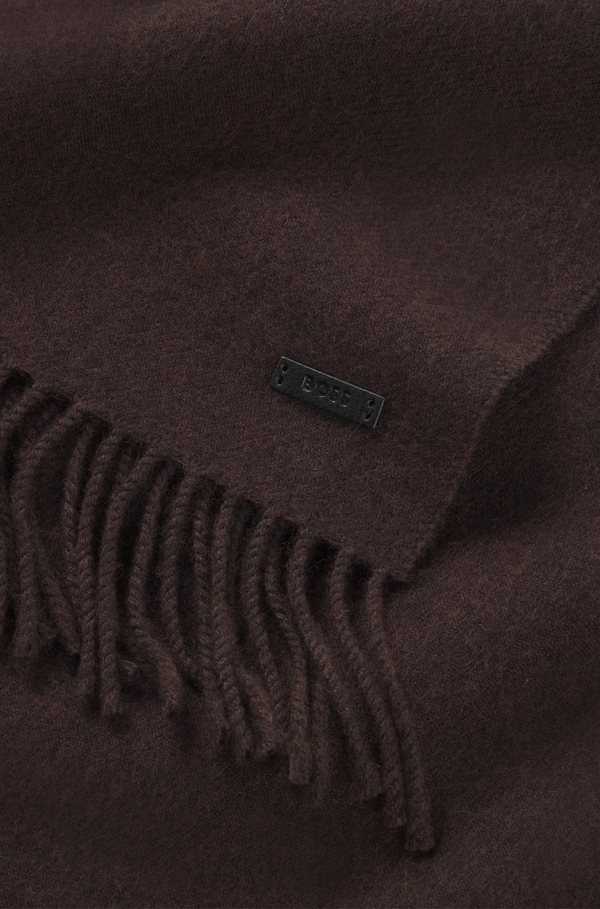 Sciarpa in lana con patch logo in pelle sintetica