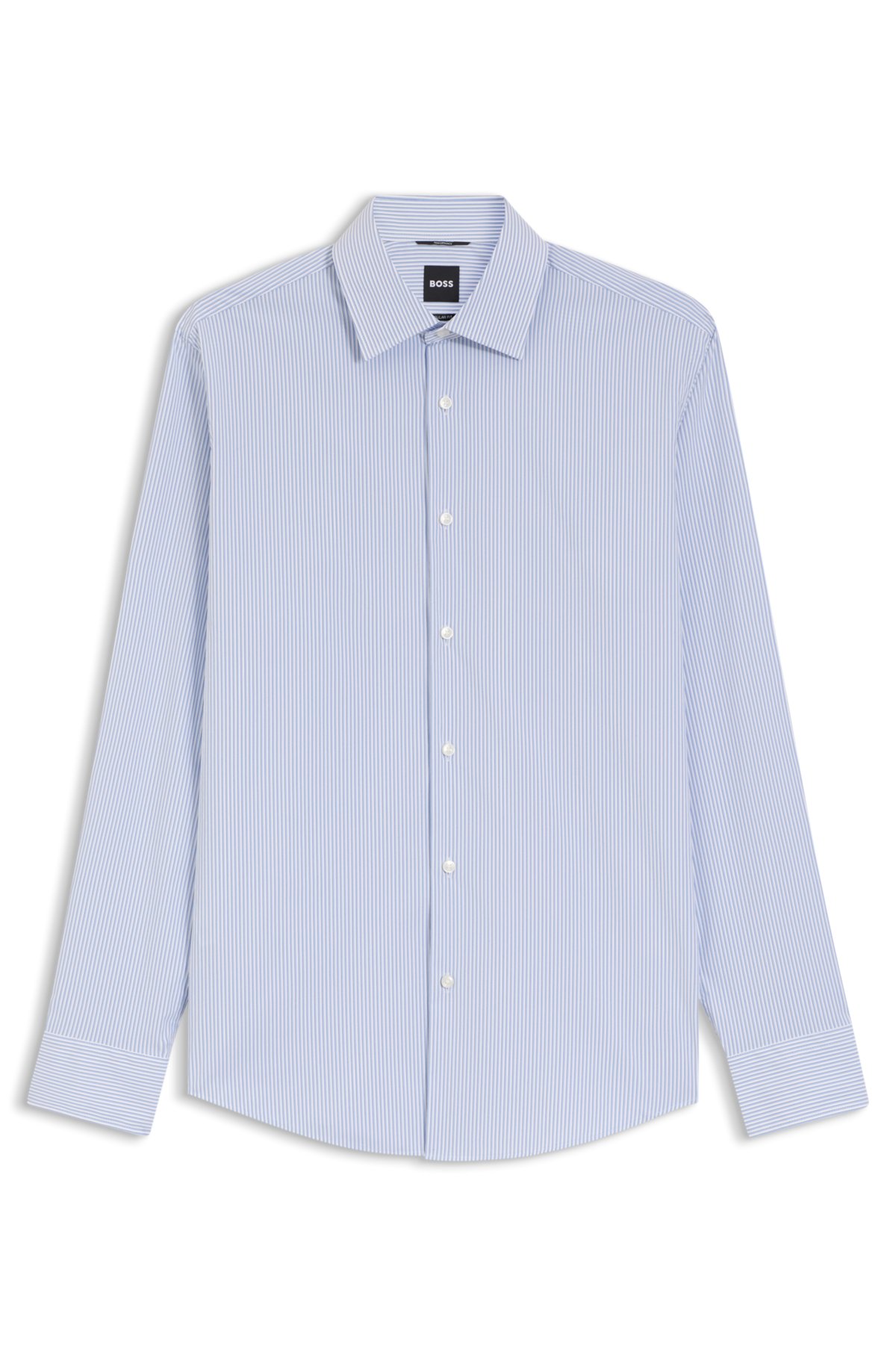 Camicia a righe con vestibilità regolare in tessuto elasticizzato prestazionale