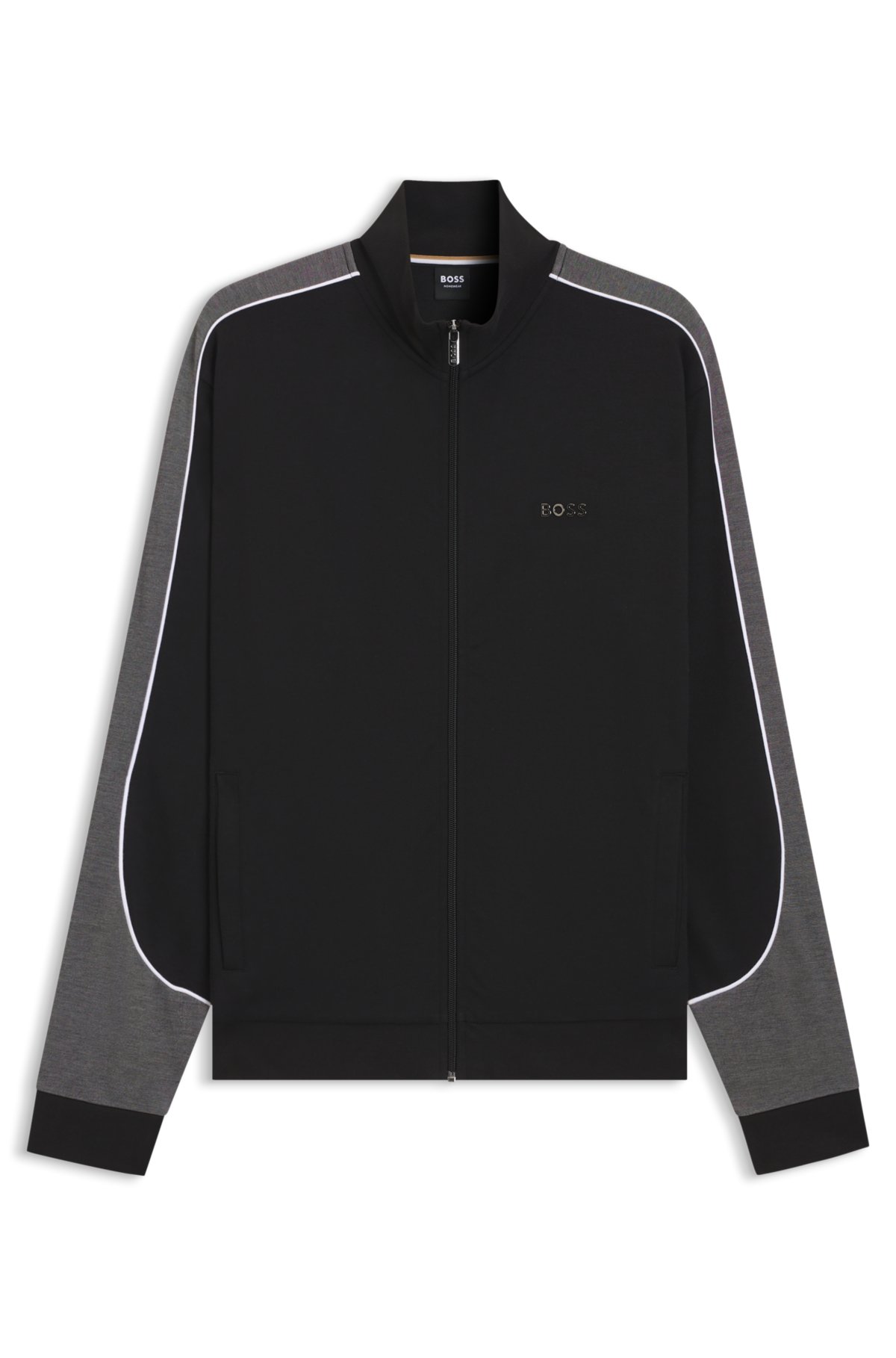 Giubbotto con zip a contrasto in misto cotone