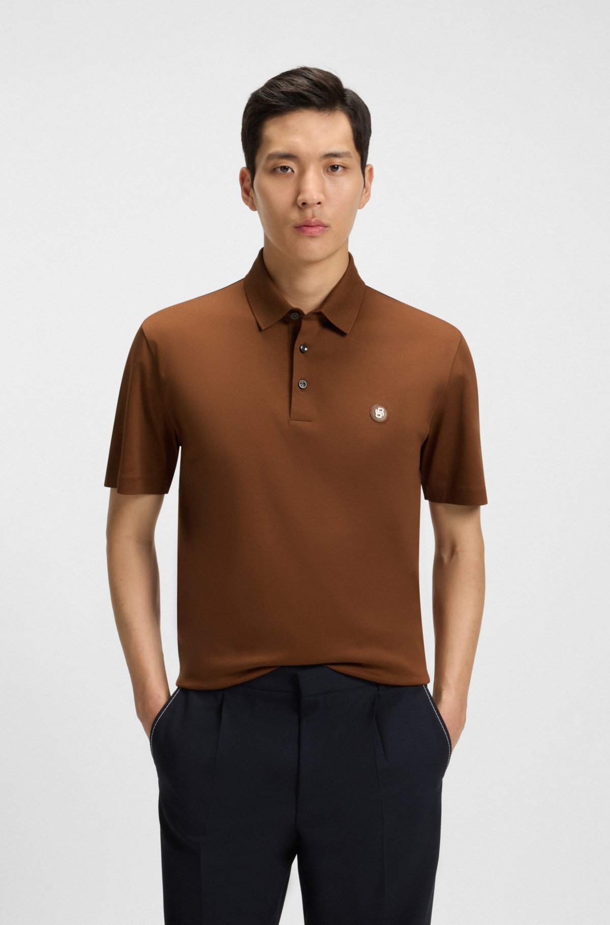 Maglietta polo con doppio monogramma in cotone mercerizzato