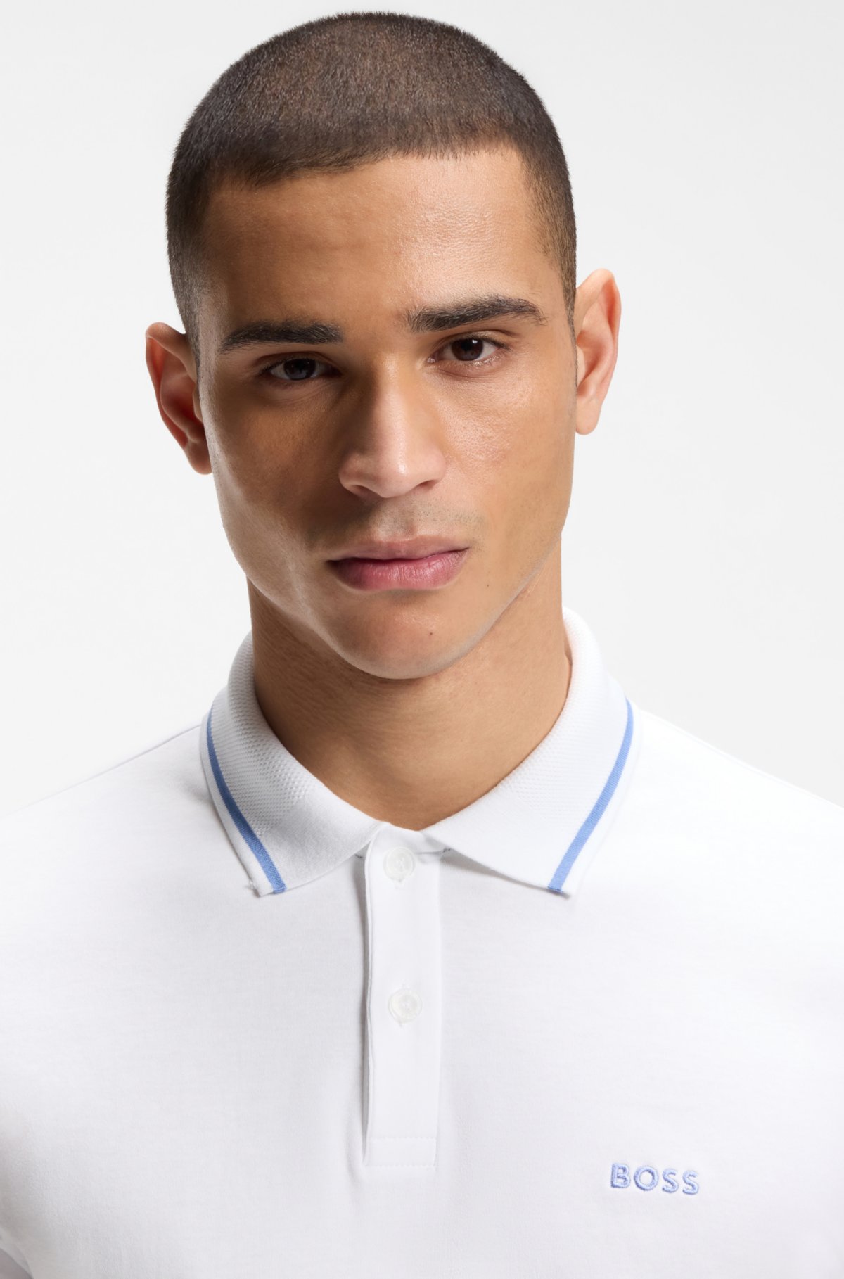 Maglia polo slim-fit in cotone interlock