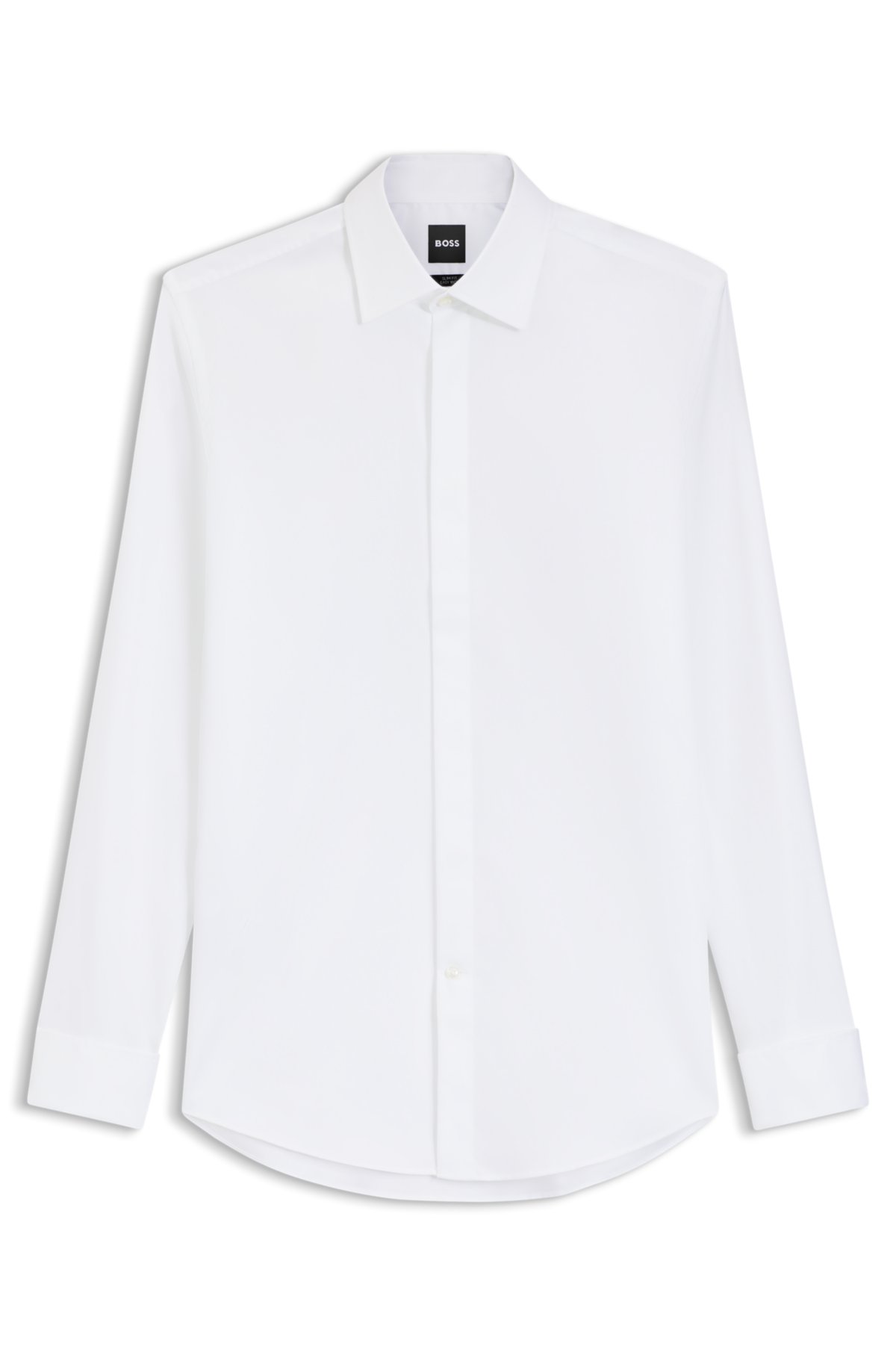 Camicia aderente in popeline di cotone elasticizzato facile da stirare