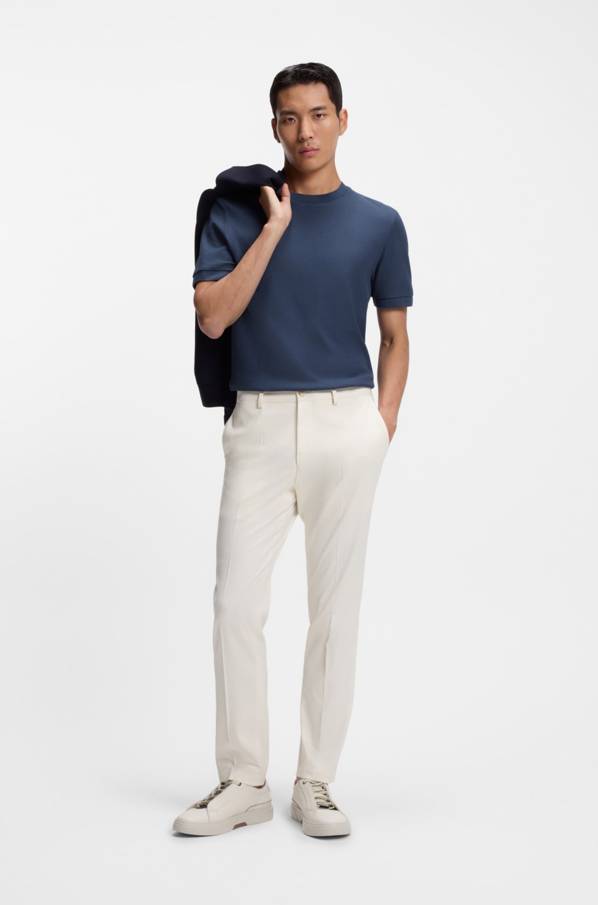 T-shirt regular fit in cotone strutturato