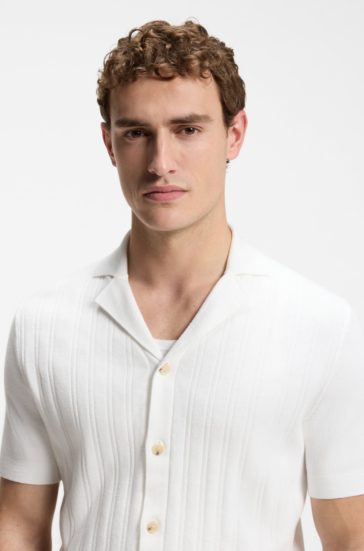 Camicia BOSS Selected by Shohei Ohtani in cotone strutturato