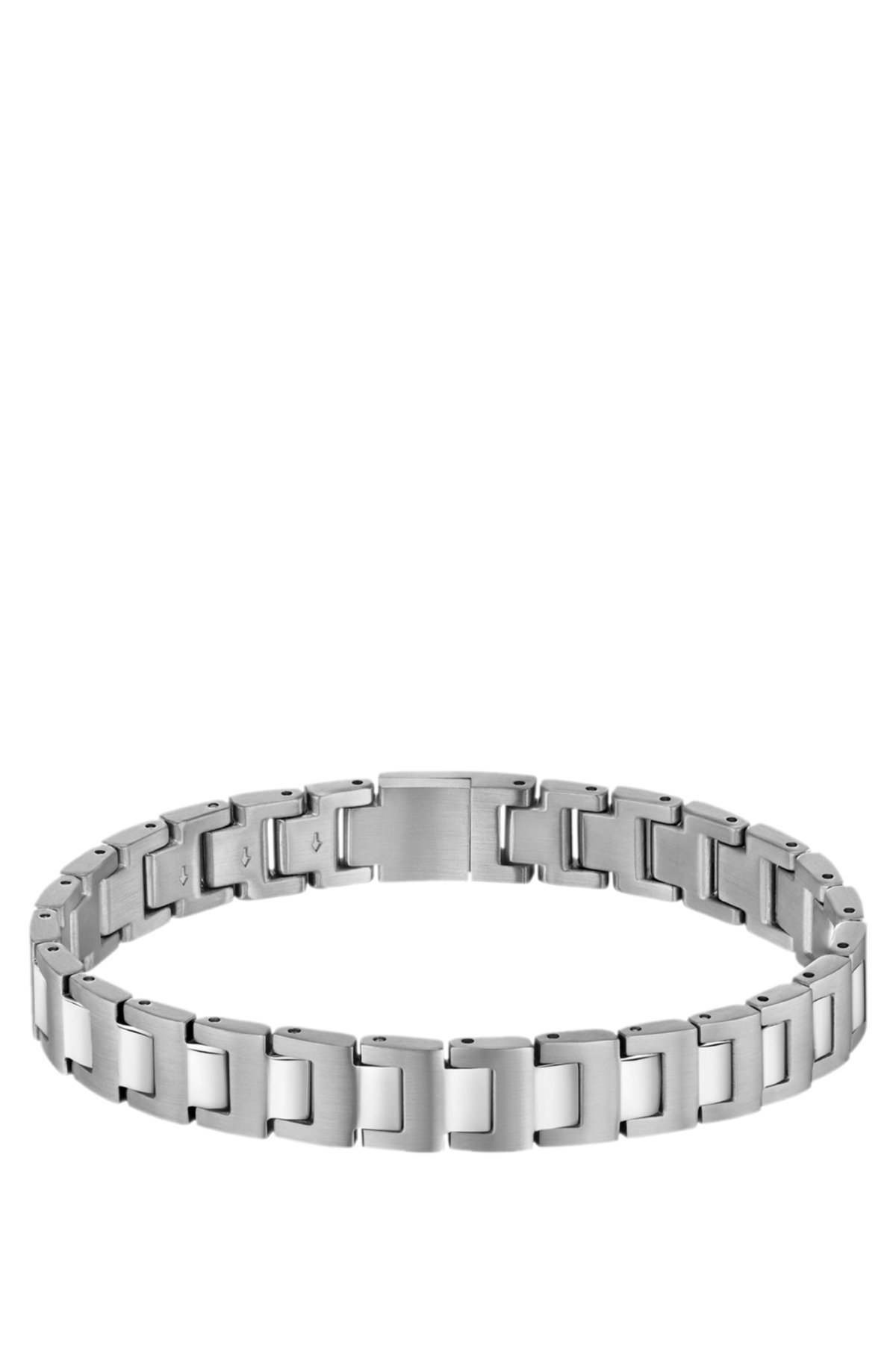 Cuff in tonal argento con chiusura con logo