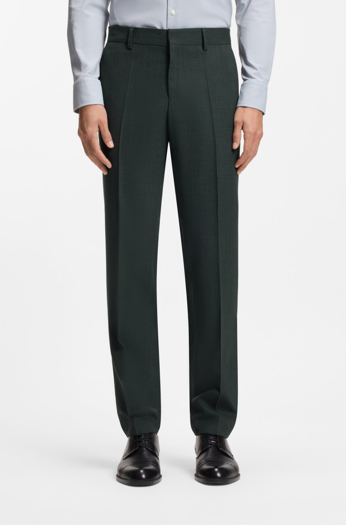 Pantaloni aderenti in lana con elastico a motivo
