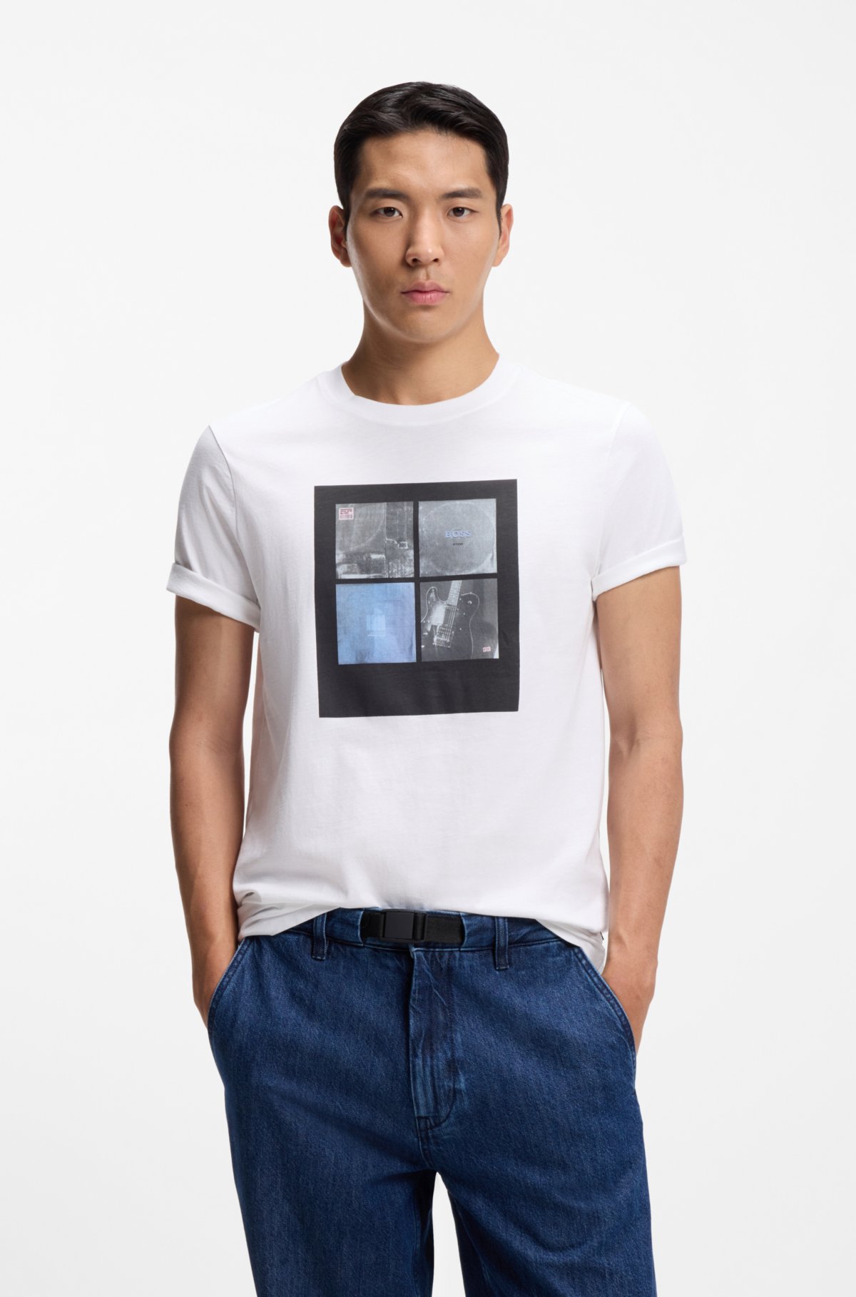 T-shirt in jersey di cotone con stampa artistica