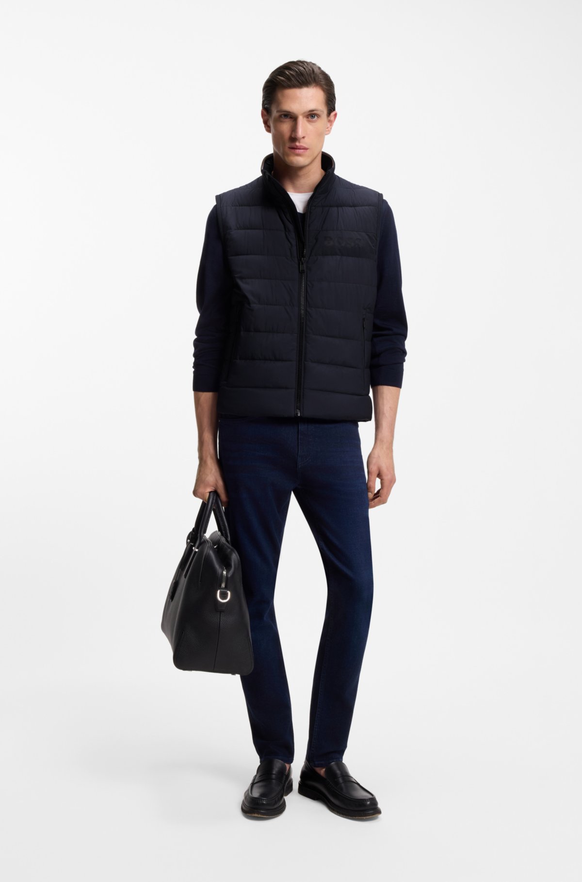 Gilet con logo tonale e finitura idrorepellente