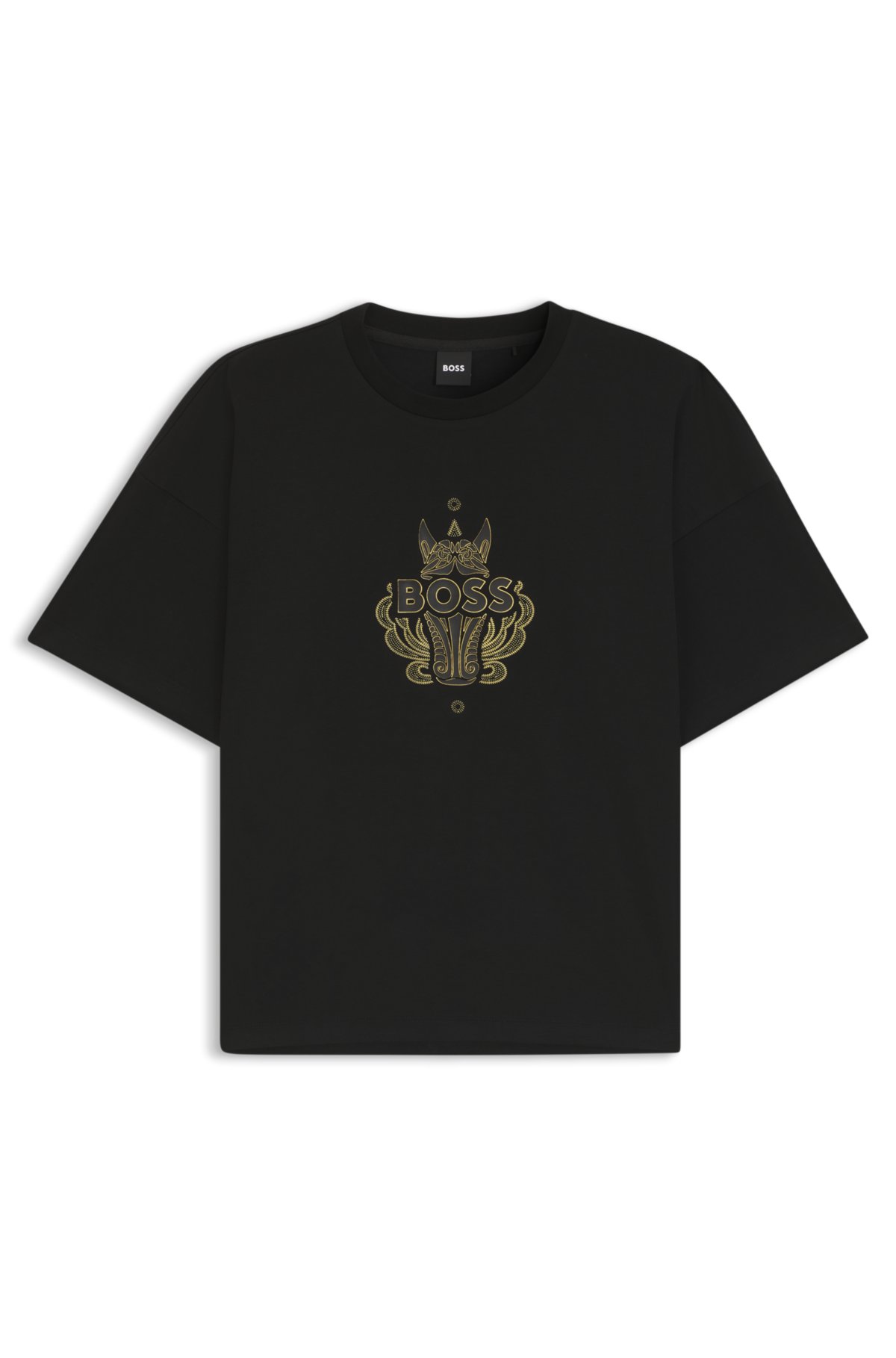 T-shirt in jersey di cotone con stampa logo Anno del Cavallo