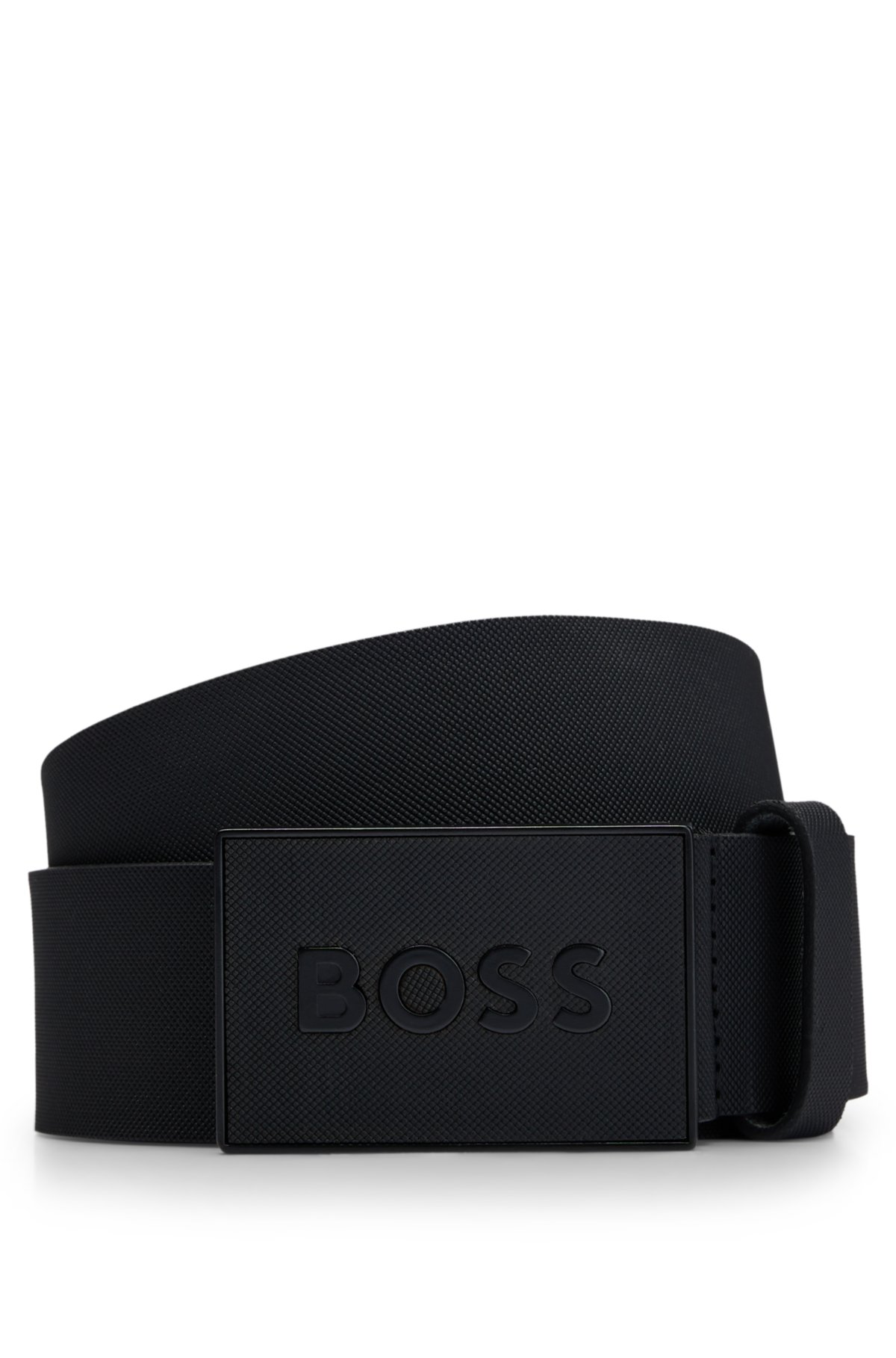 Cintura in pelle italiana con fibbia con placca logo