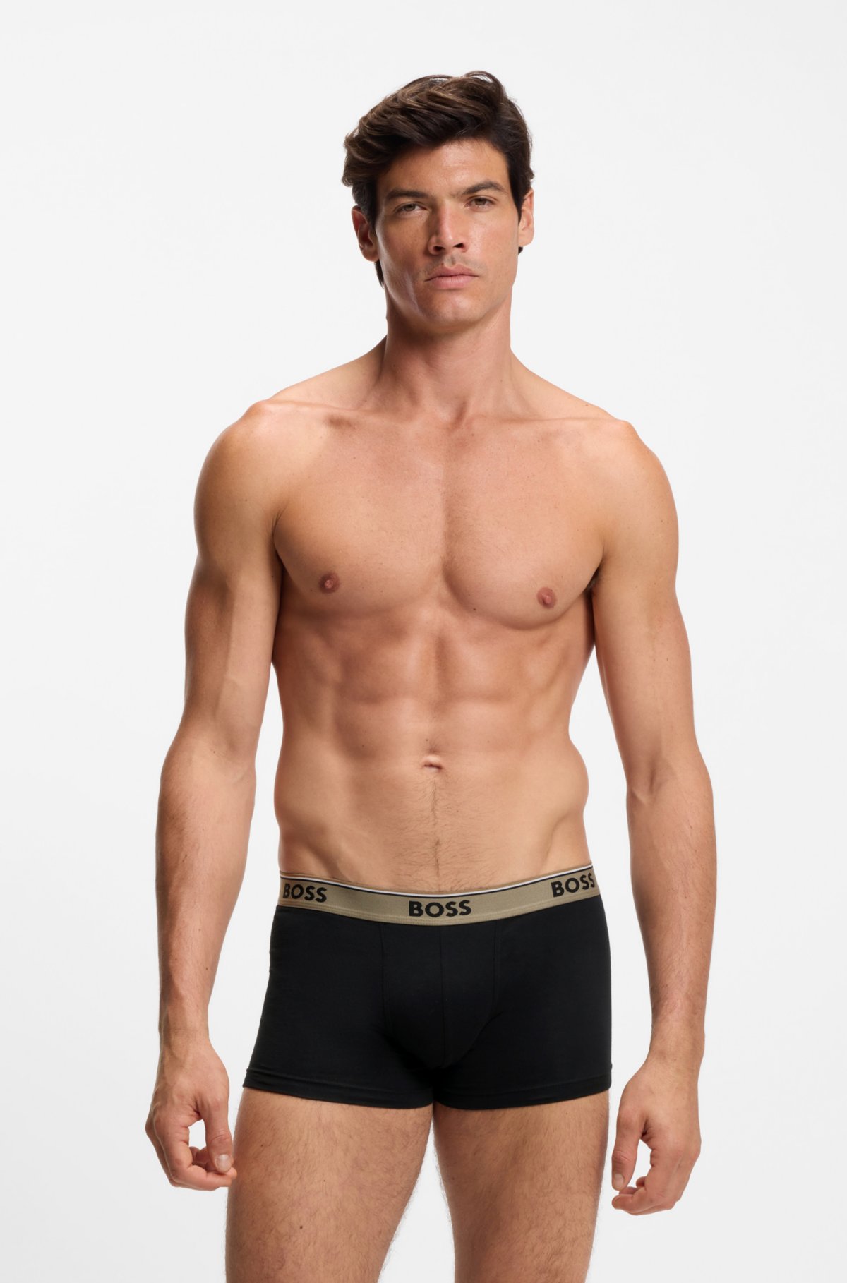 Set di tre boxer in cotone elasticizzato con elastico in vita con logo