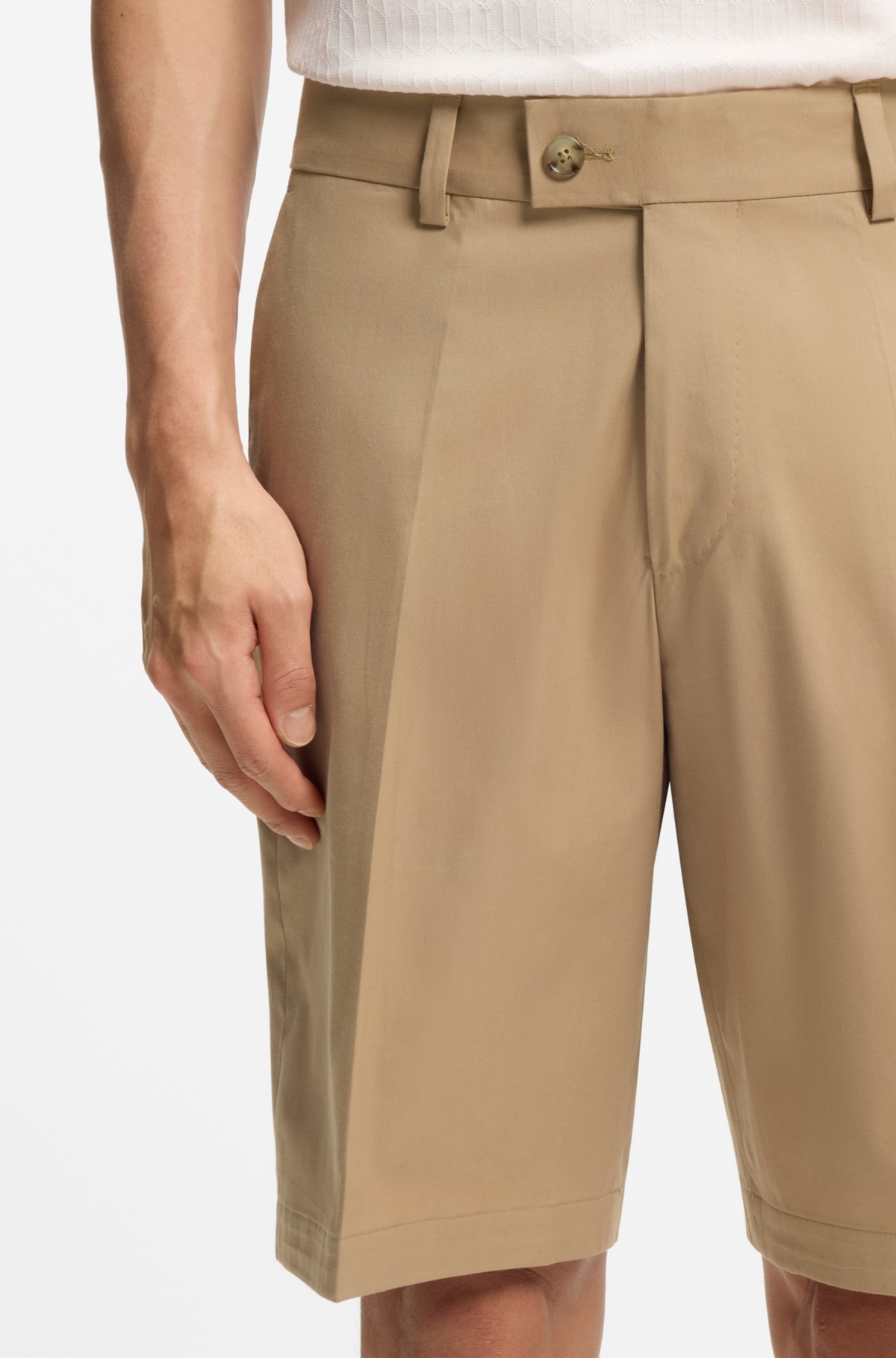 Shorts a taglio aderente in cotone, seta e stretch