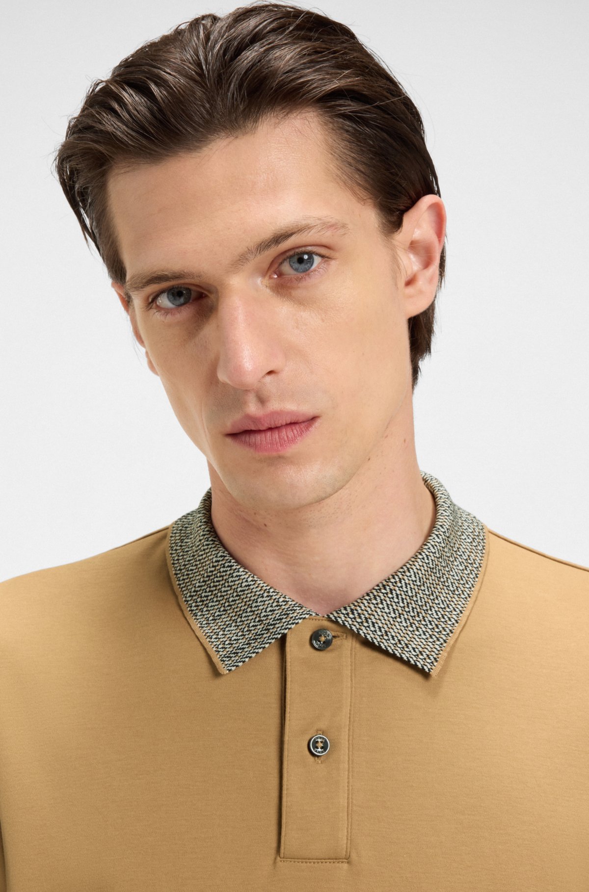 Maglietta polo con colletto a righe in cotone pima