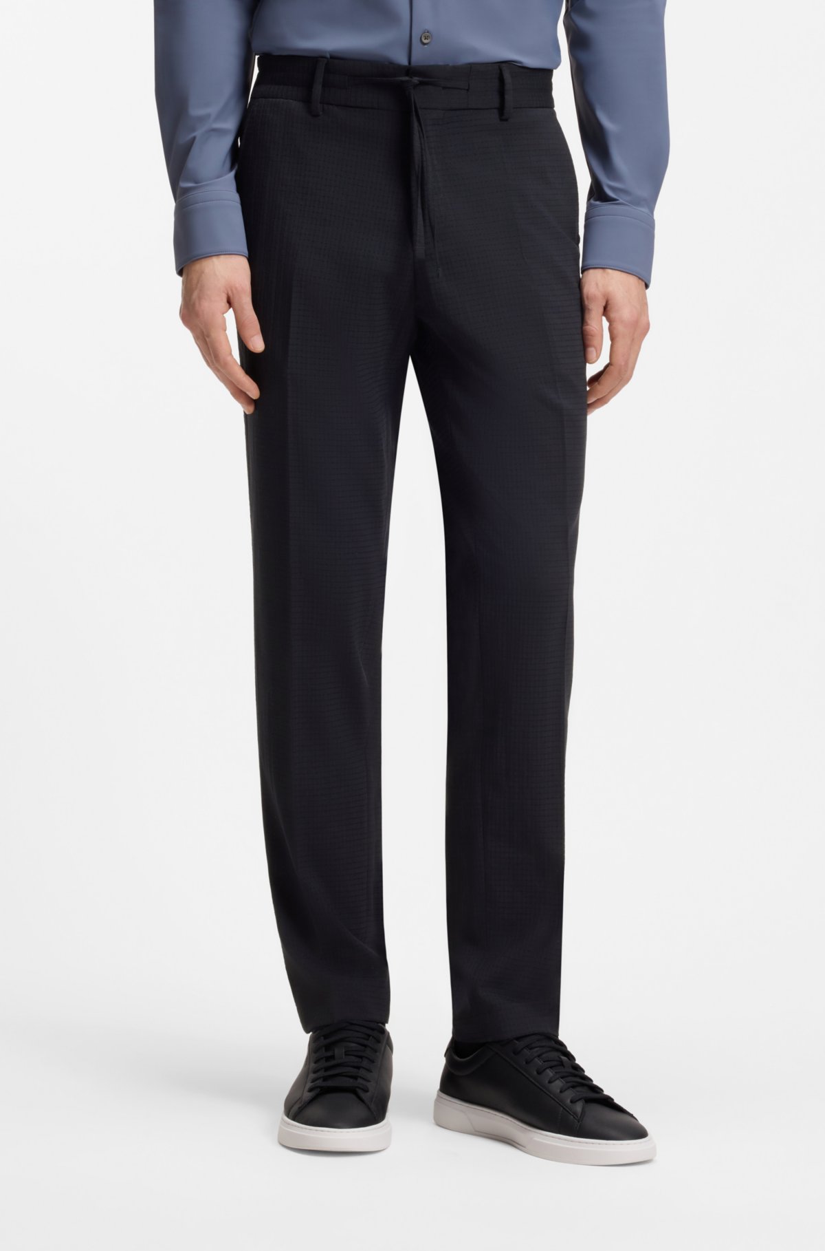 Pantaloni aderenti con motivo in misto lana