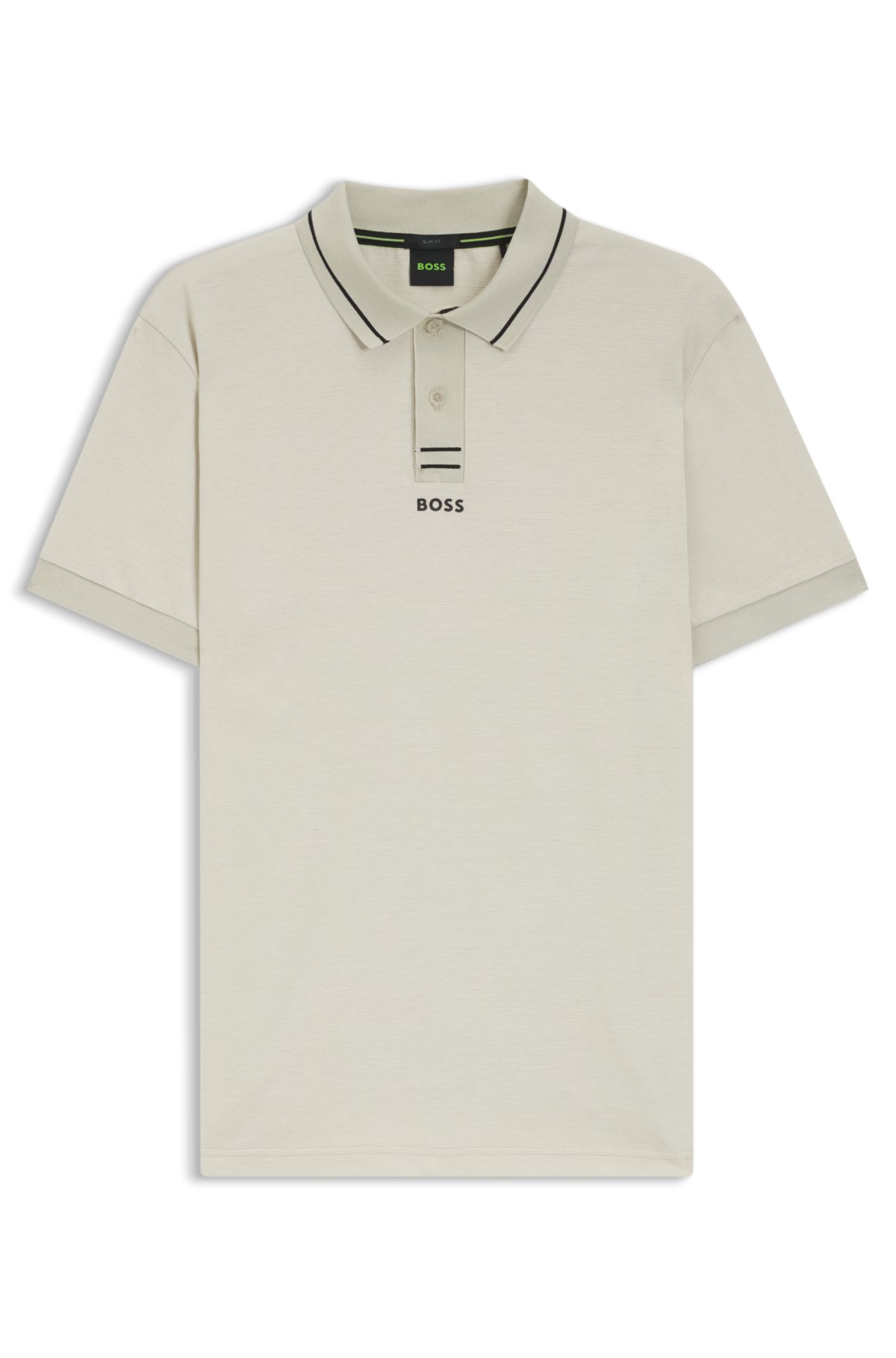 Maglietta polo aderente con logo centrale in piqué di cotone