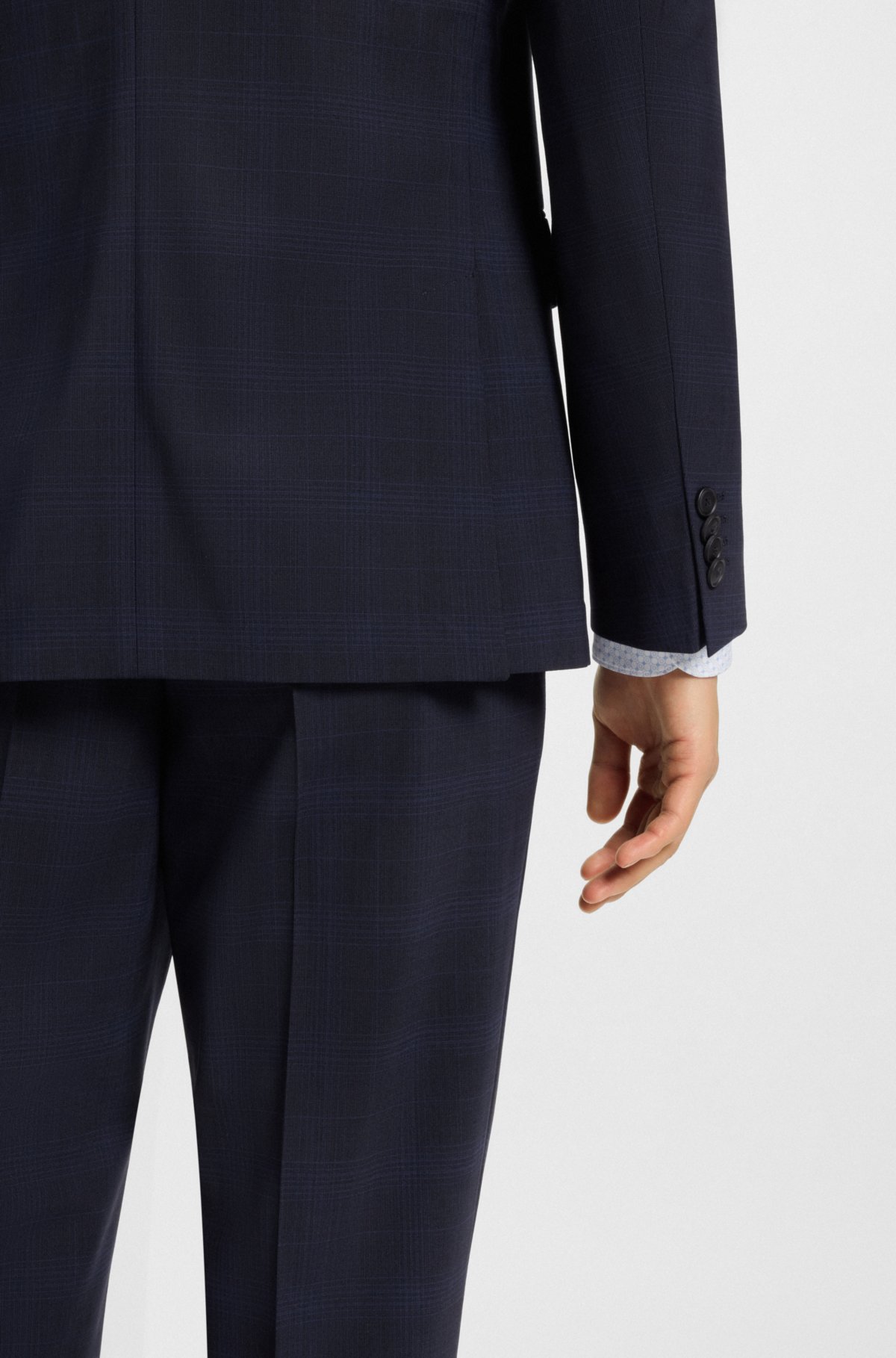 Completo slim-fit a quadri in lana elastica