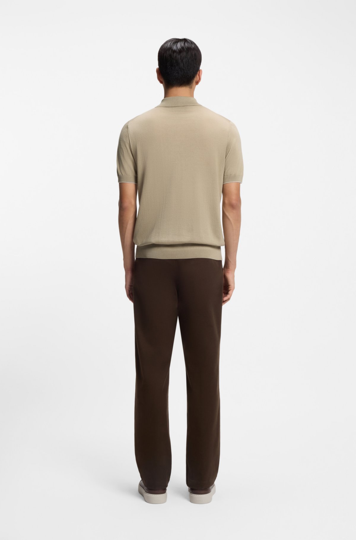 Maglia polo lavorata in seta e cotone