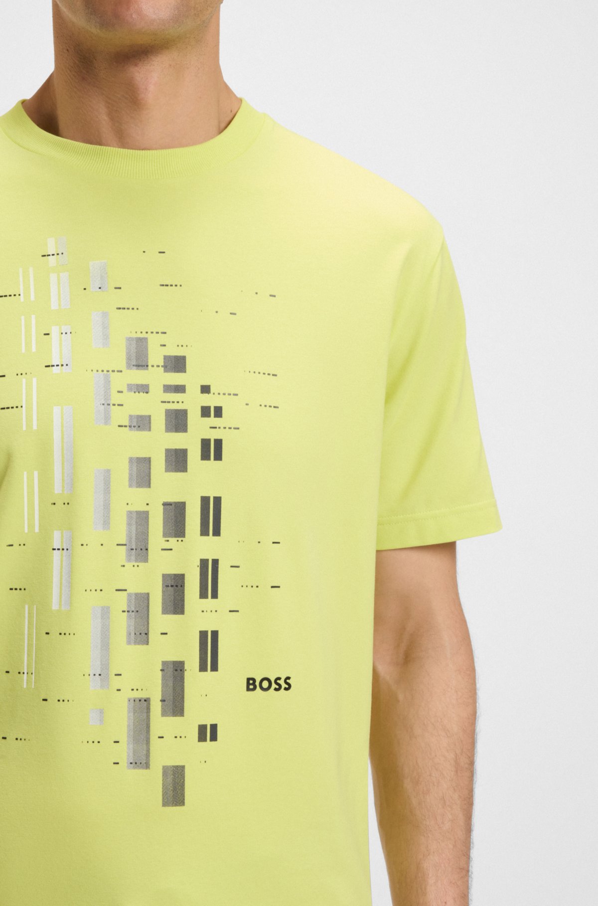 T-shirt geometrico in cotone elasticizzato
