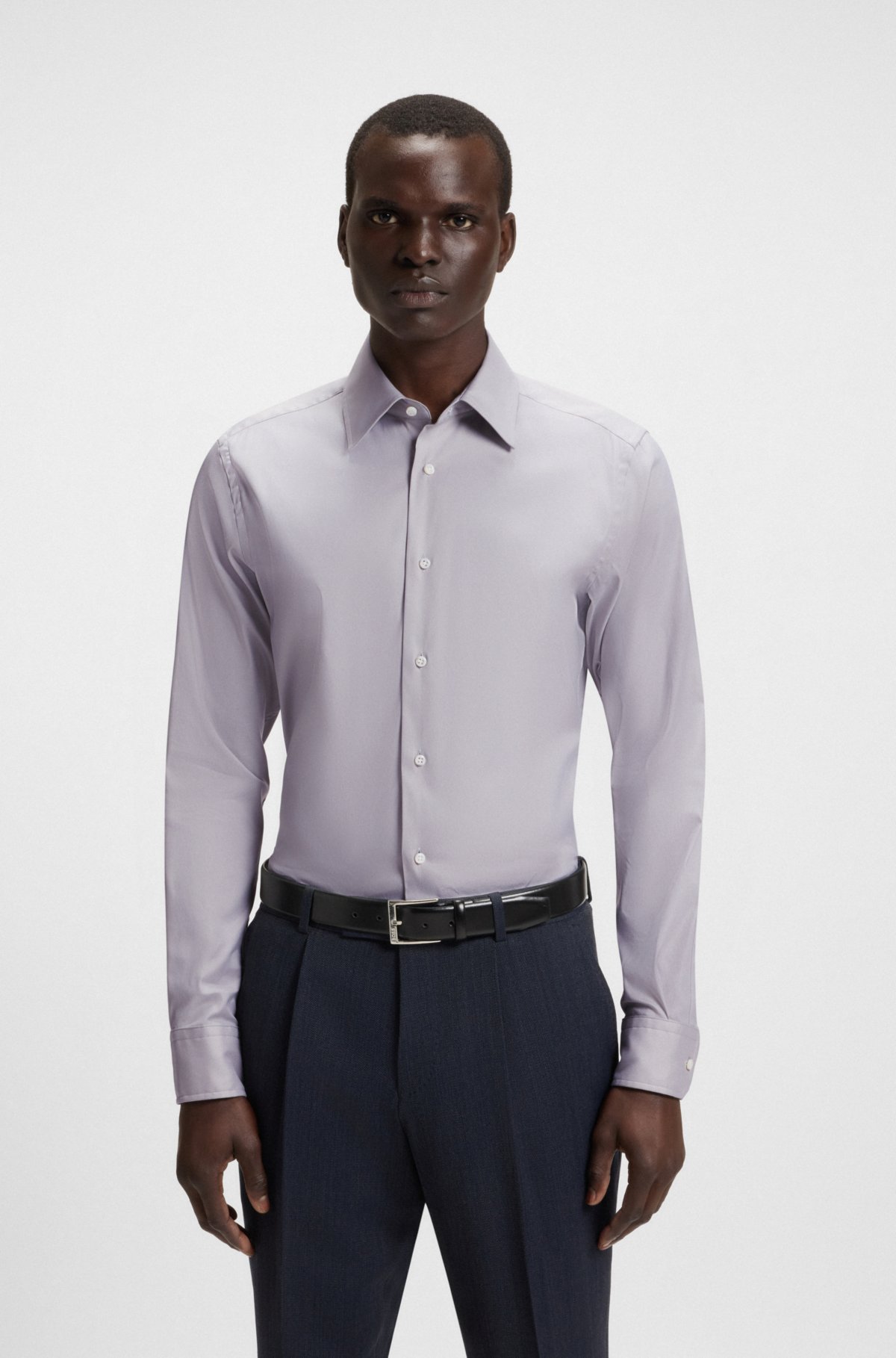 Camicia aderente in misto cotone italiano