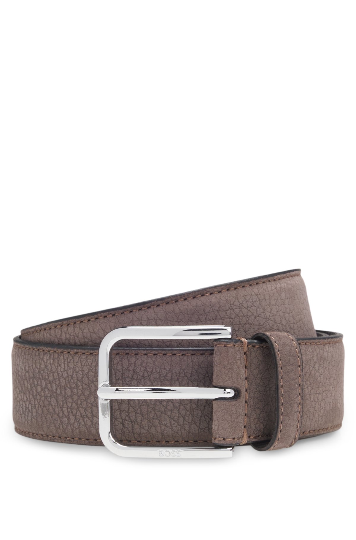 Cintura con fibbia a bottone in nubuck italiano