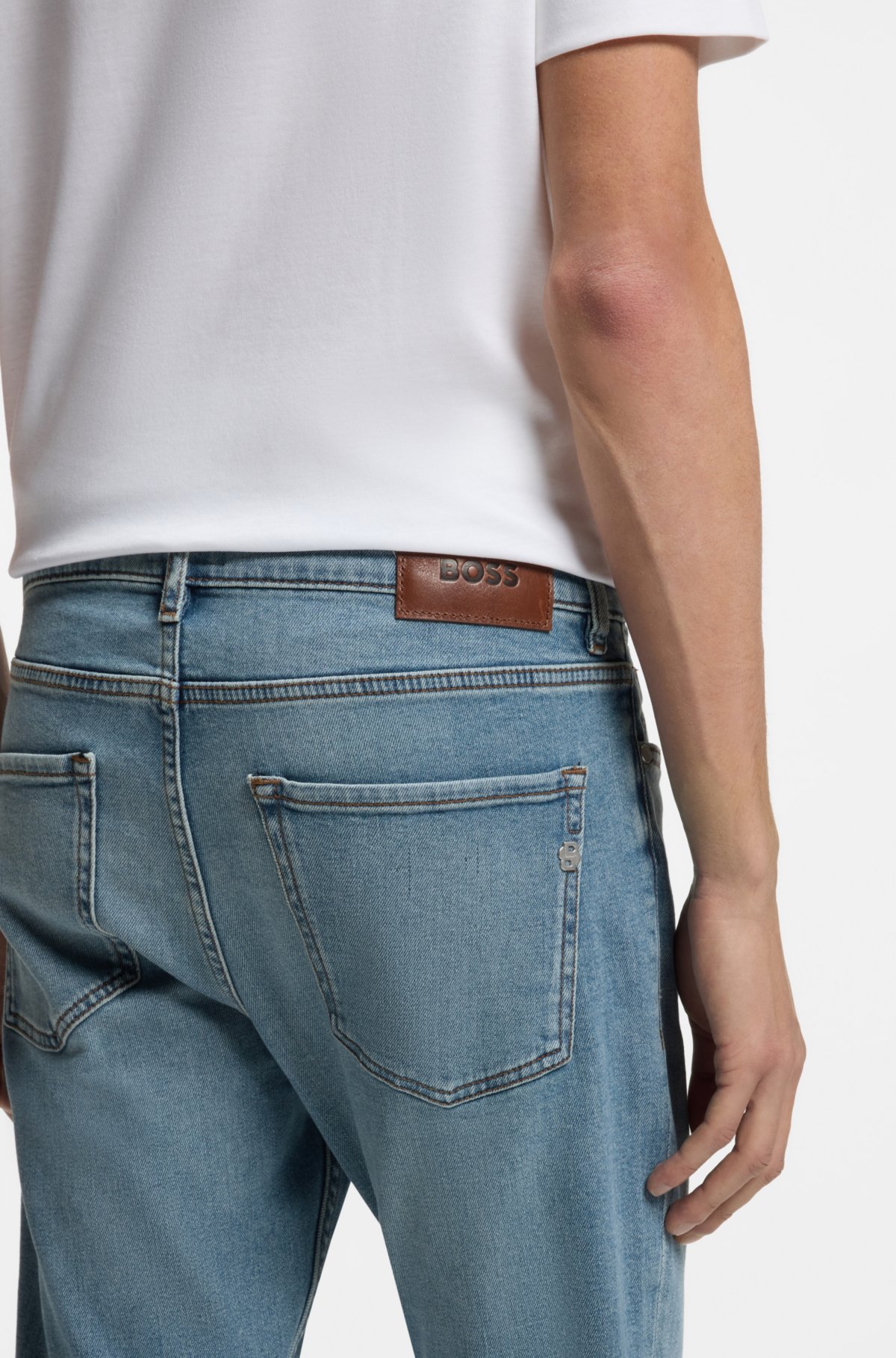 Jeans slim-fit blu puro in denim elasticizzato per comfort
