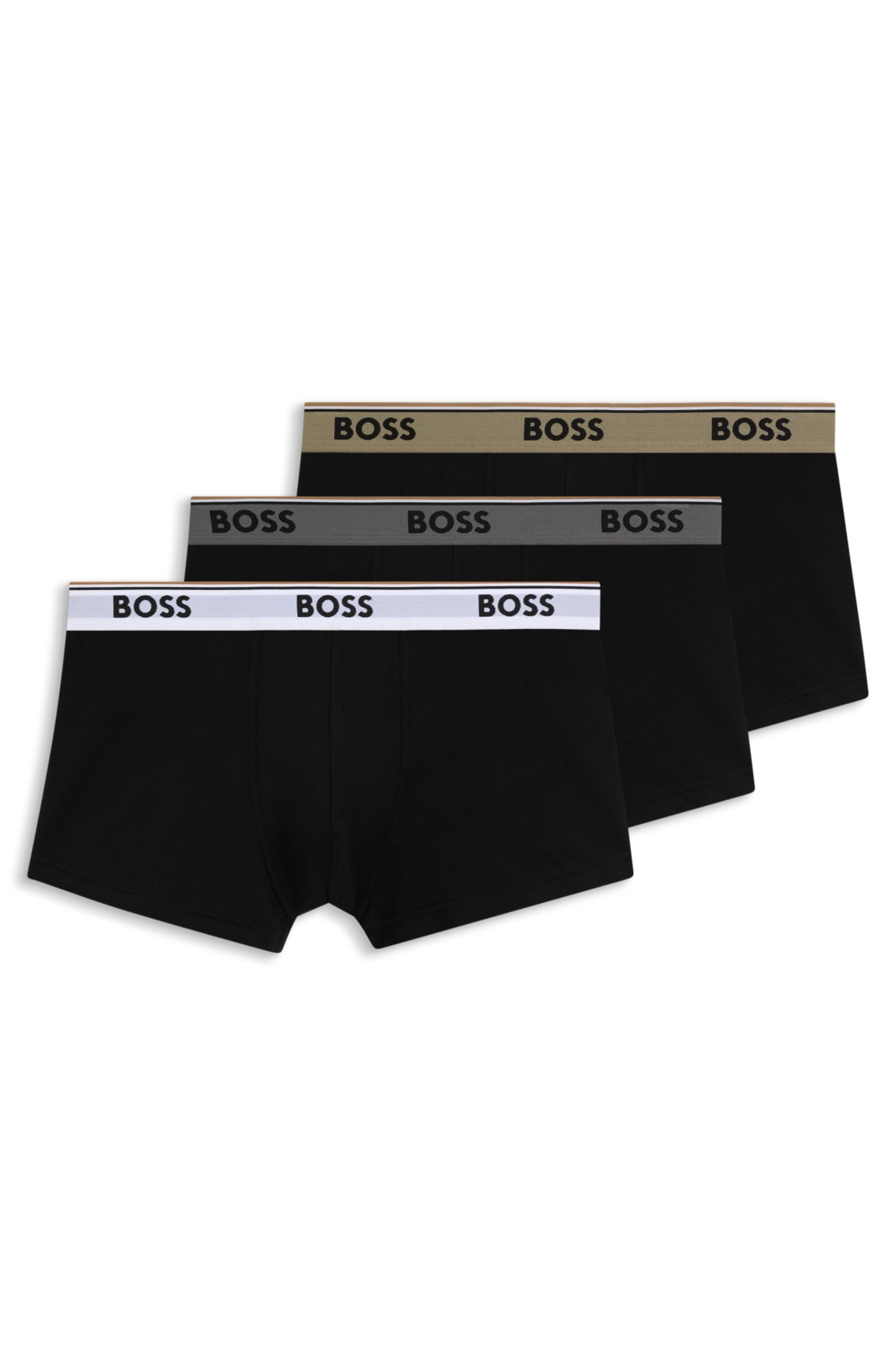 Set di tre boxer in cotone elasticizzato con elastico in vita con logo