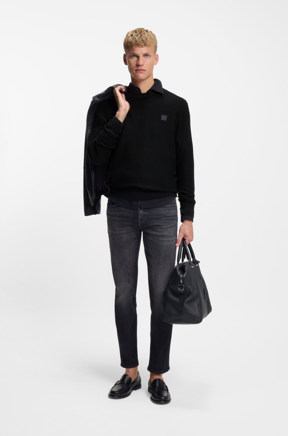 Pullover in cotone e cashmere con patch logo