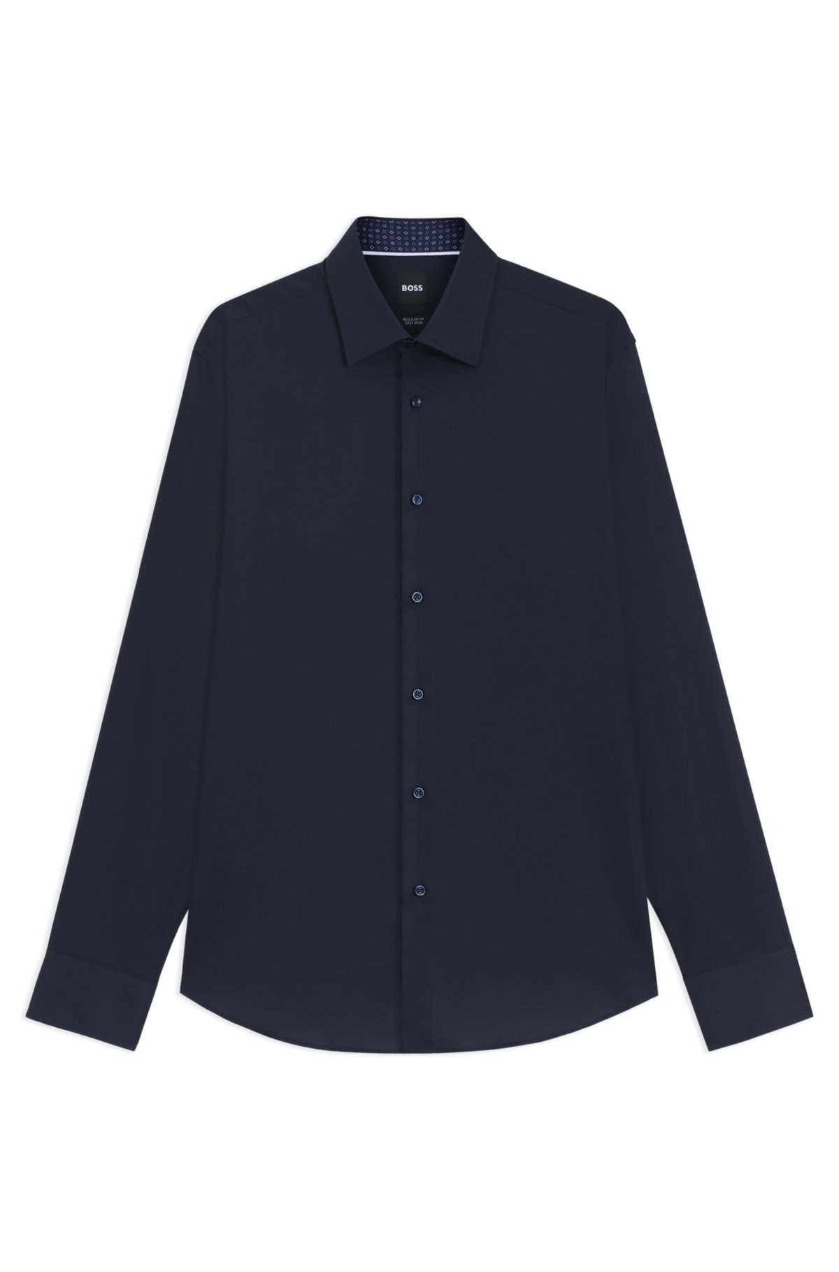 Camicia classica con finitura anti-ammaccature in popeline di cotone