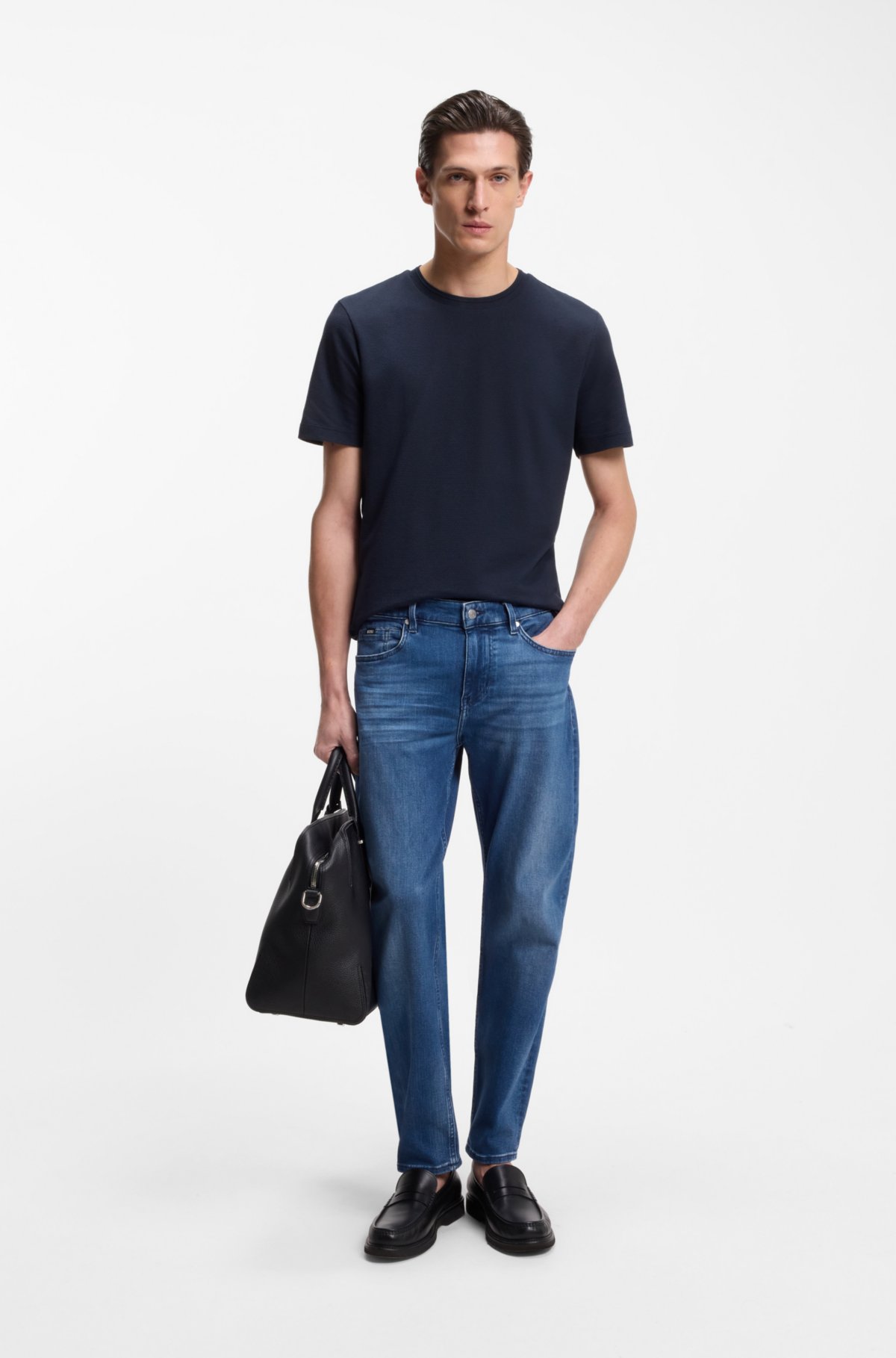 Jeans regular-fit in denim con finissaggio cashmere di Maine