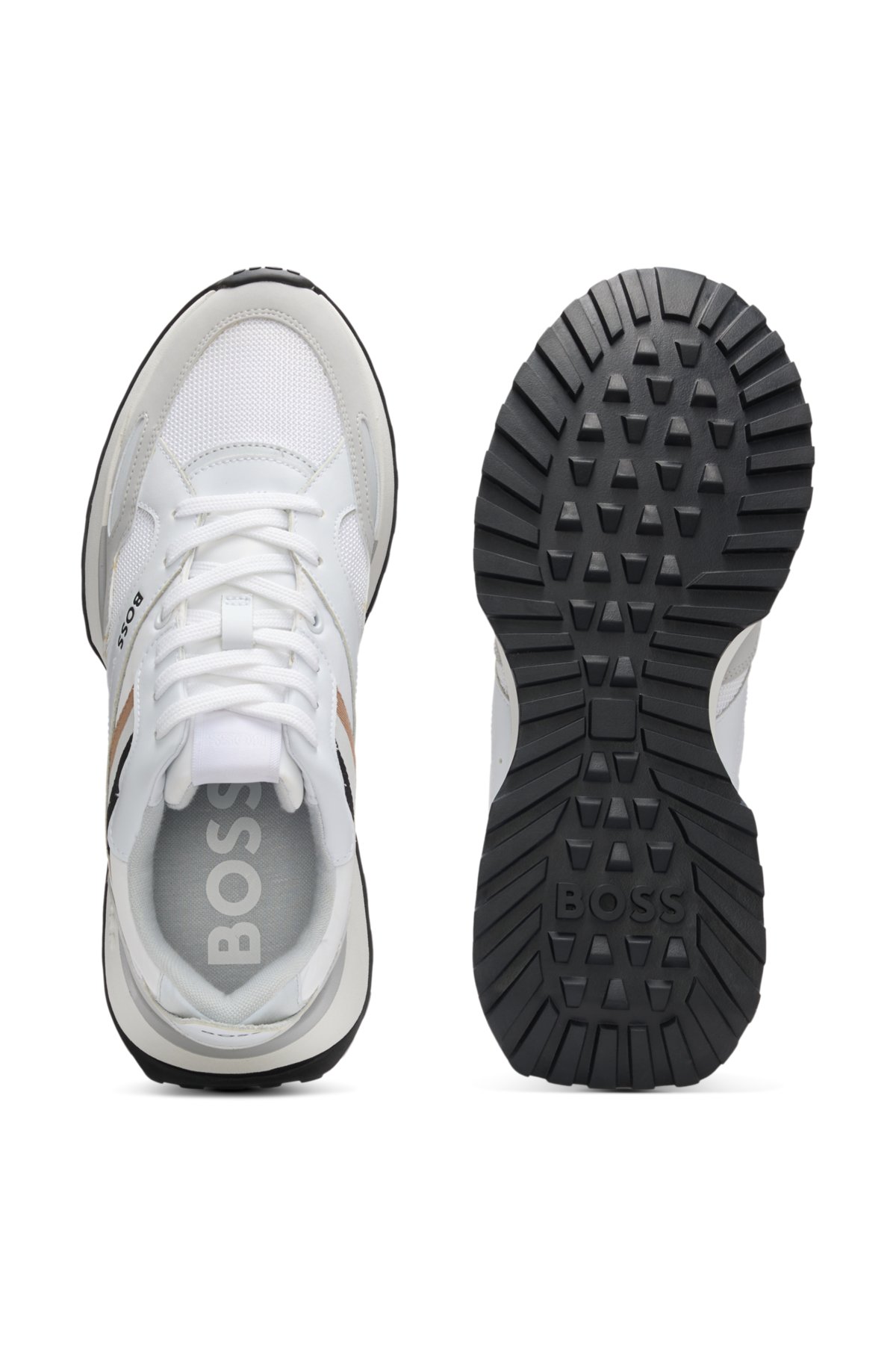 Scarpe da ginnastica in materiali misti con pelle e mesh