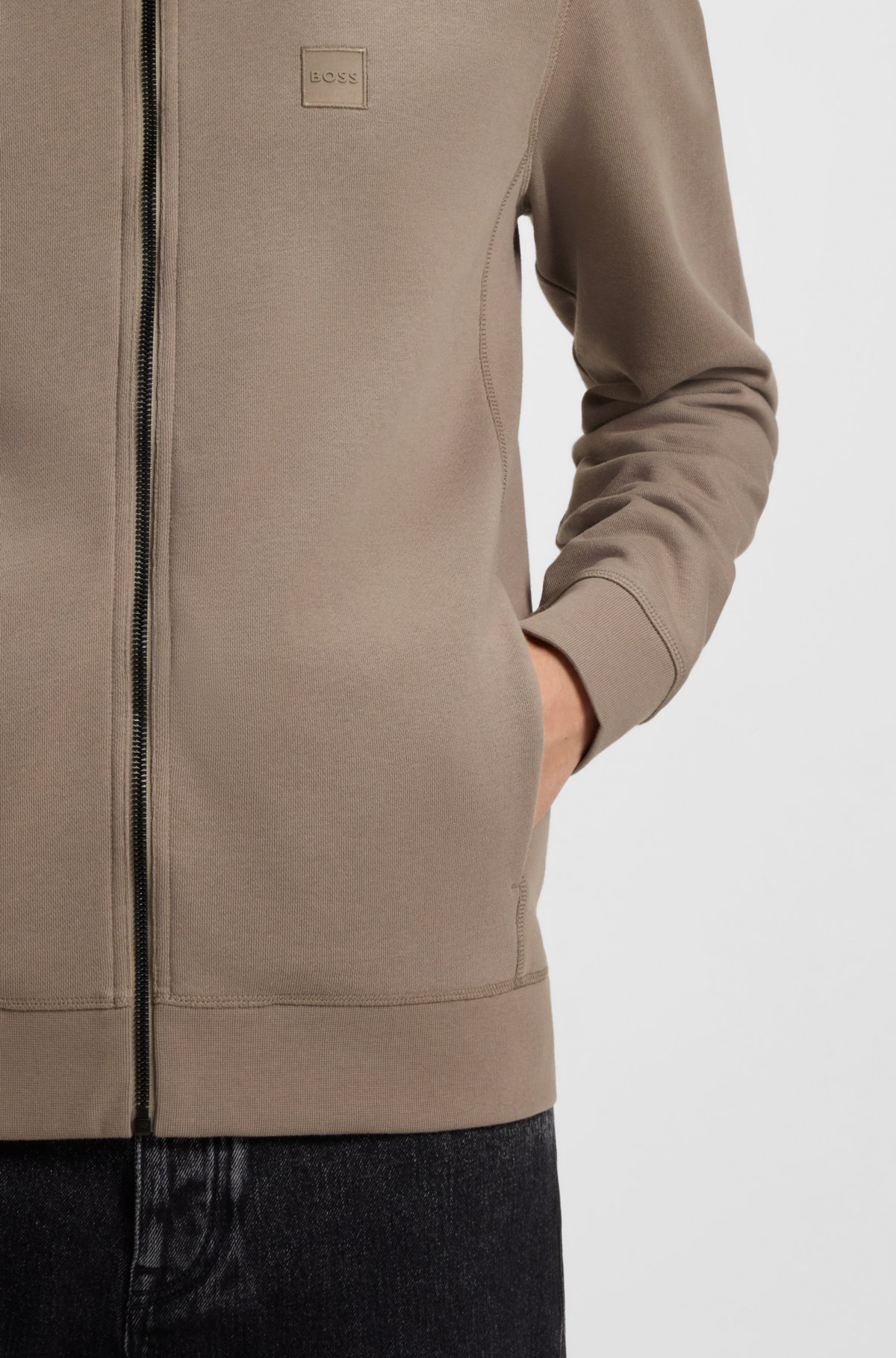 Giacca in jersey di cotone con distintivo con logo