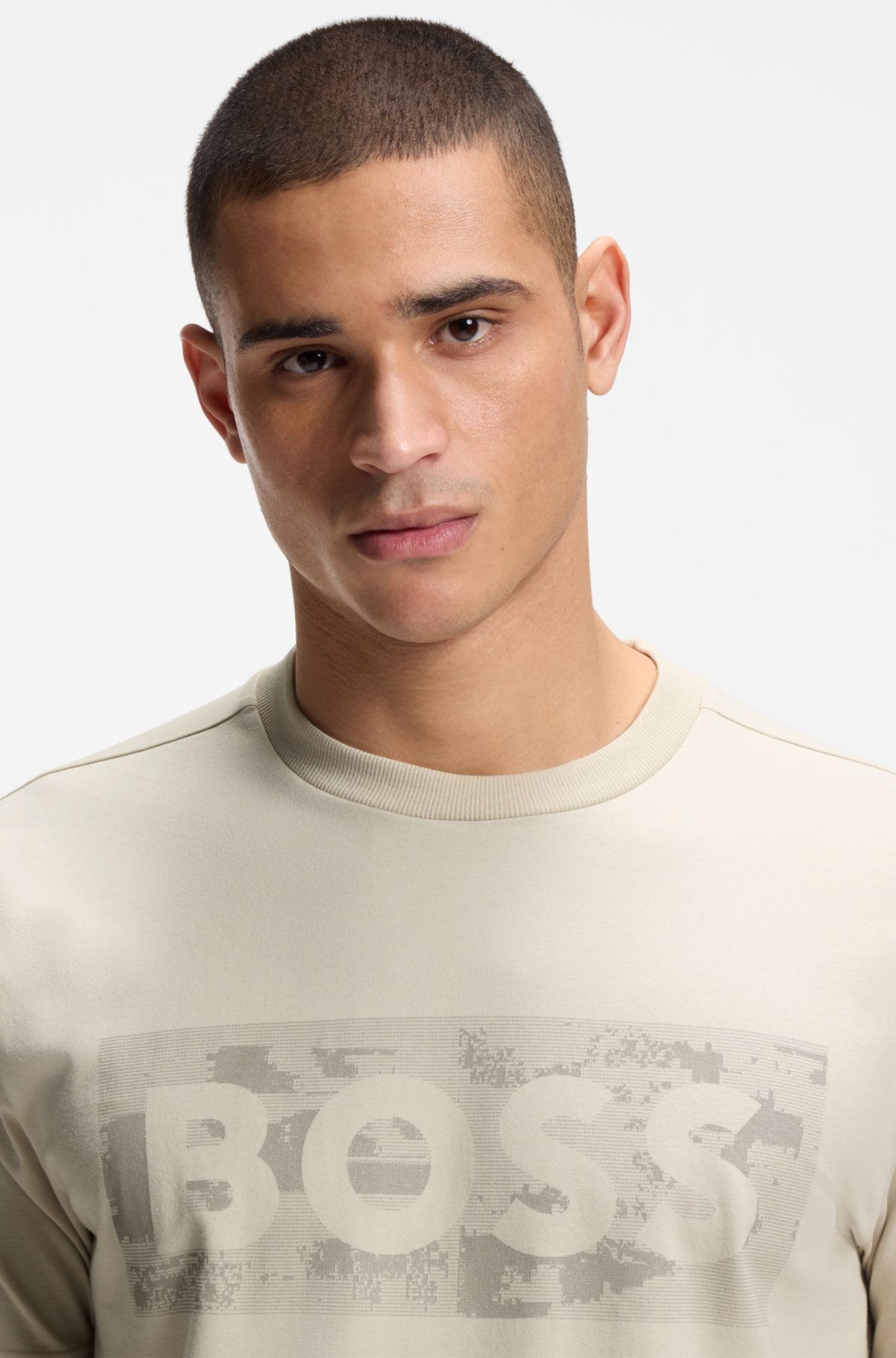 T-shirt in cotone elasticizzato con grafica del logo