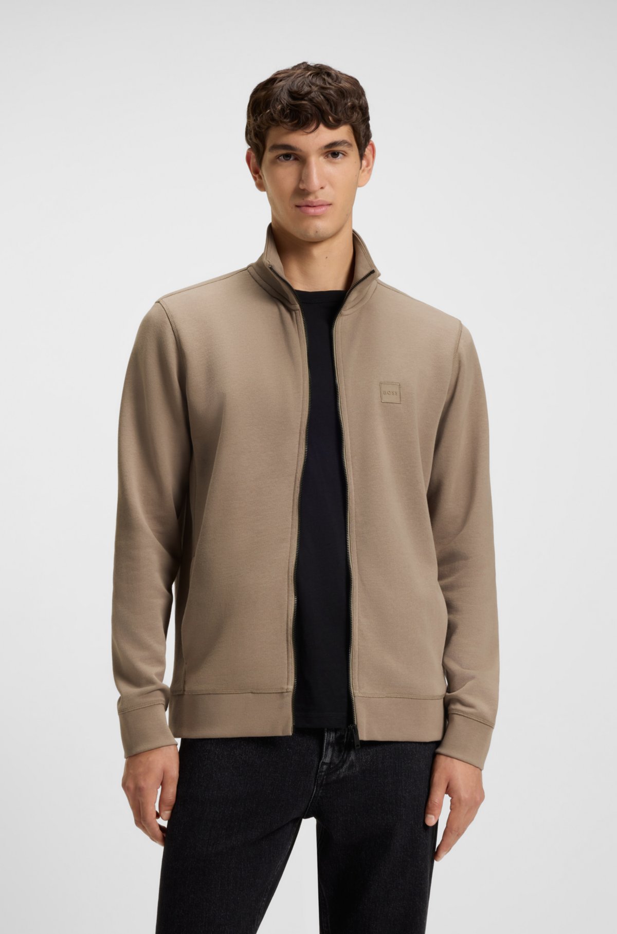 Giacca in jersey di cotone con distintivo con logo