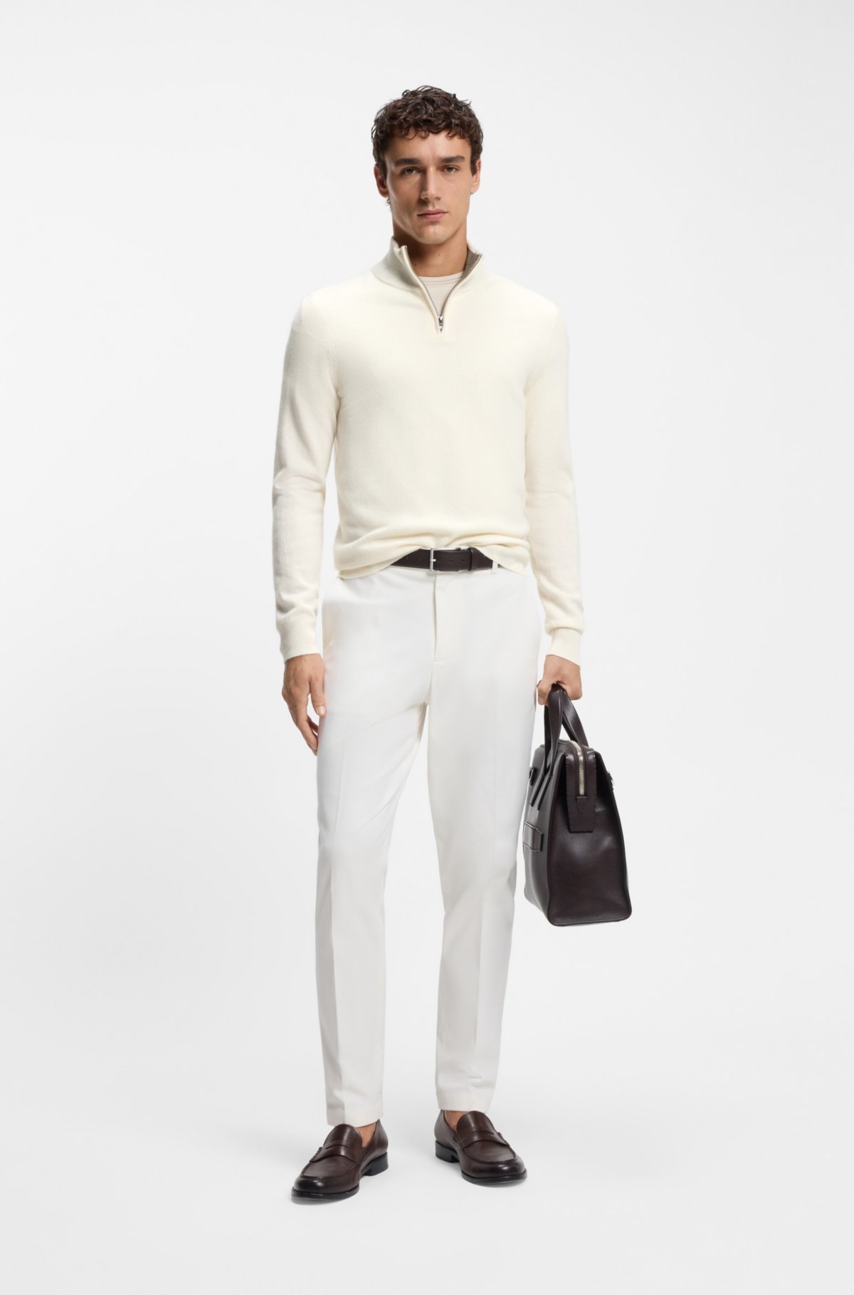 Maglione in lana e cashmere con cerniera sul collo