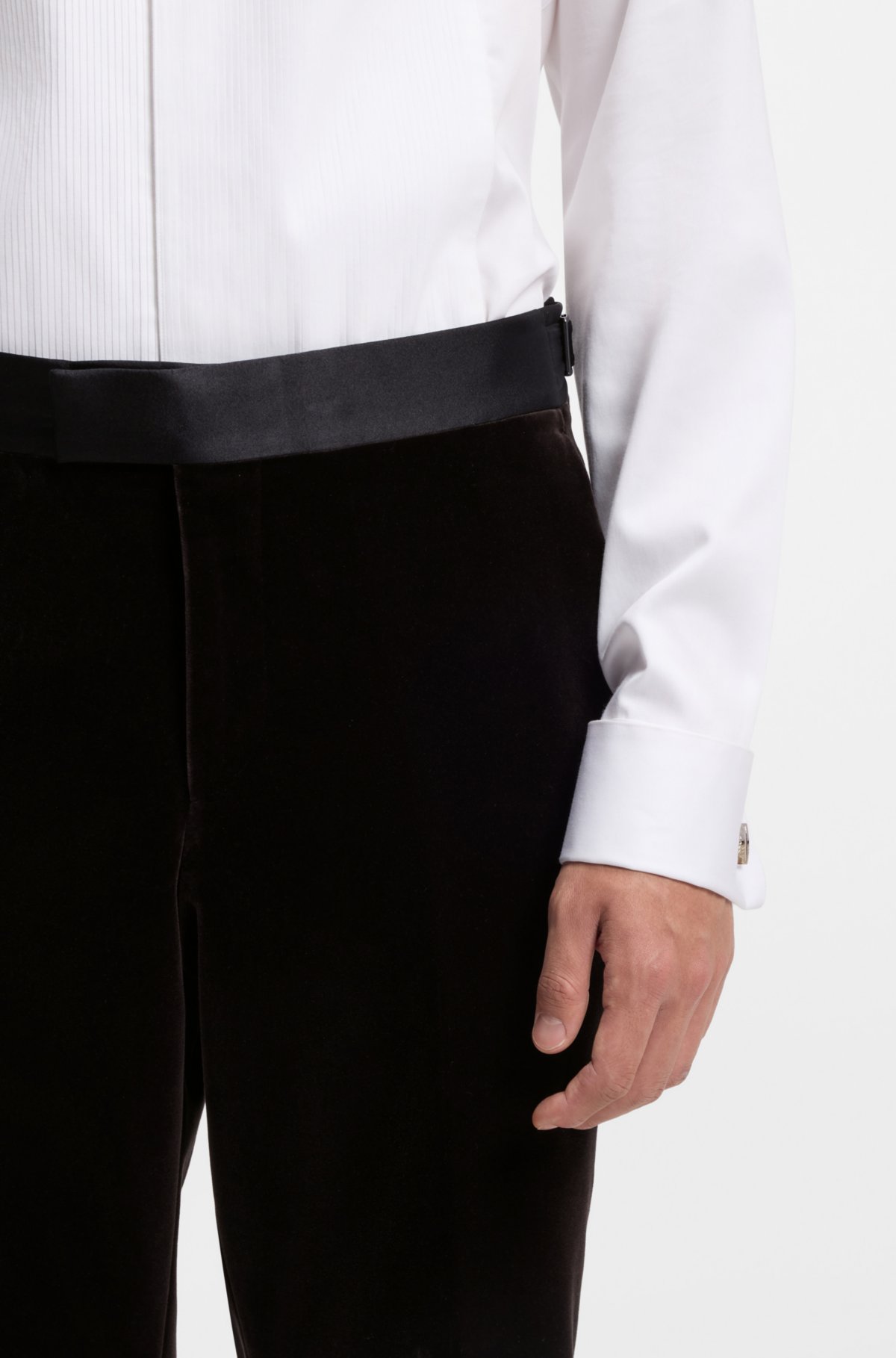 Pantaloni per smoking aderenti in velluto di cotone