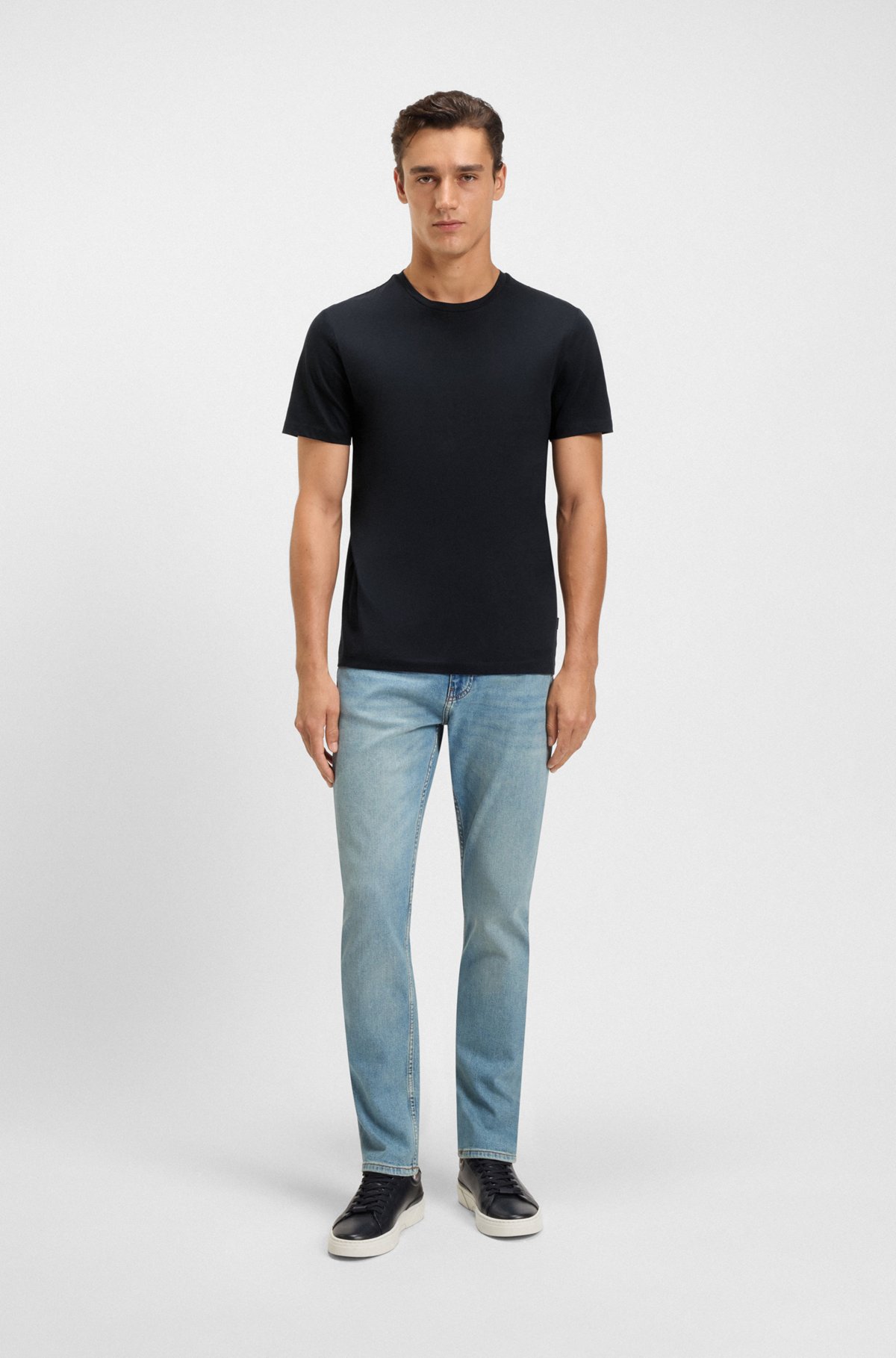 T-shirt aderente in cotone mercerizzato