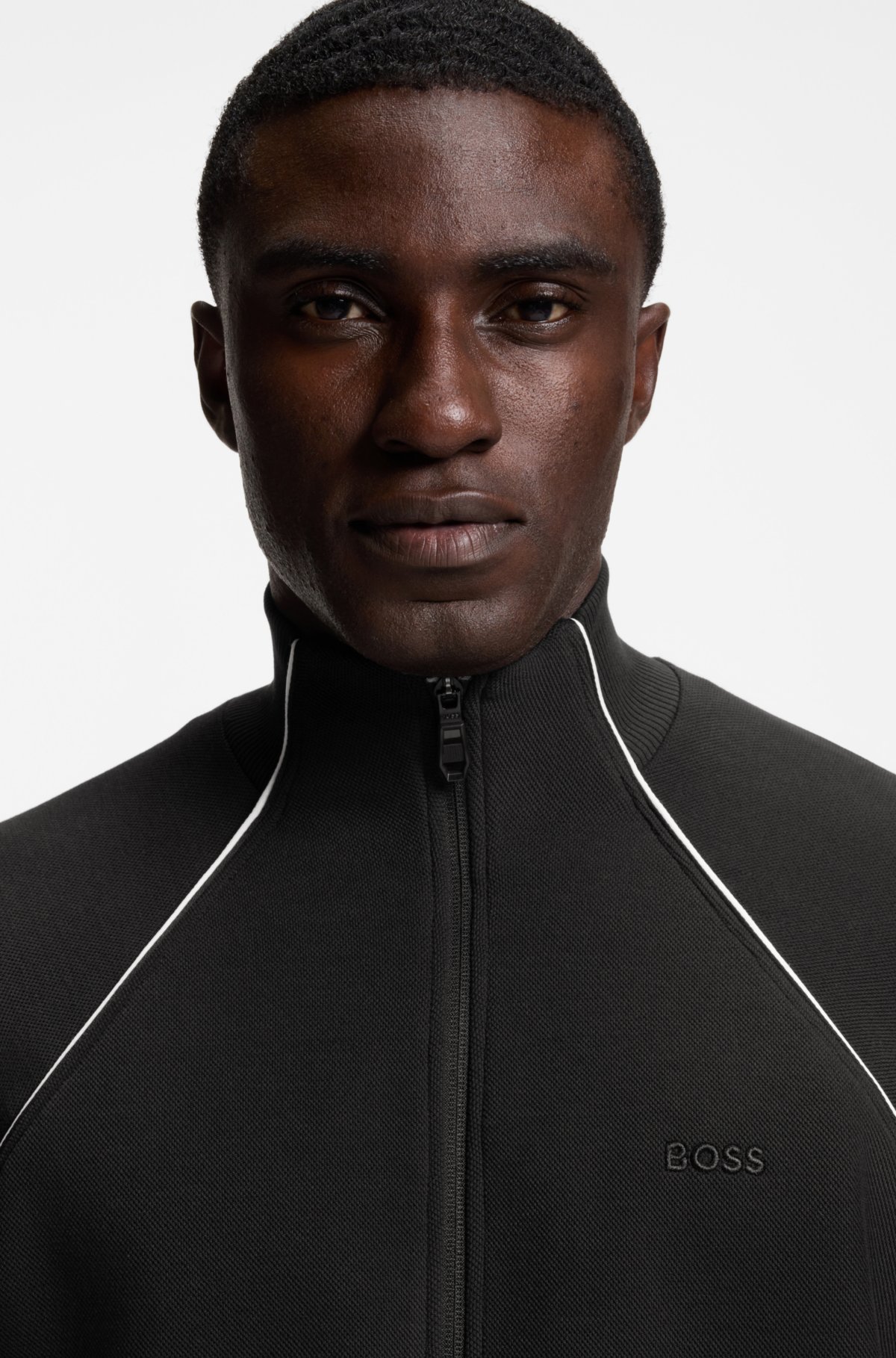 Sweat in misto cotone con cuciture a contrasto