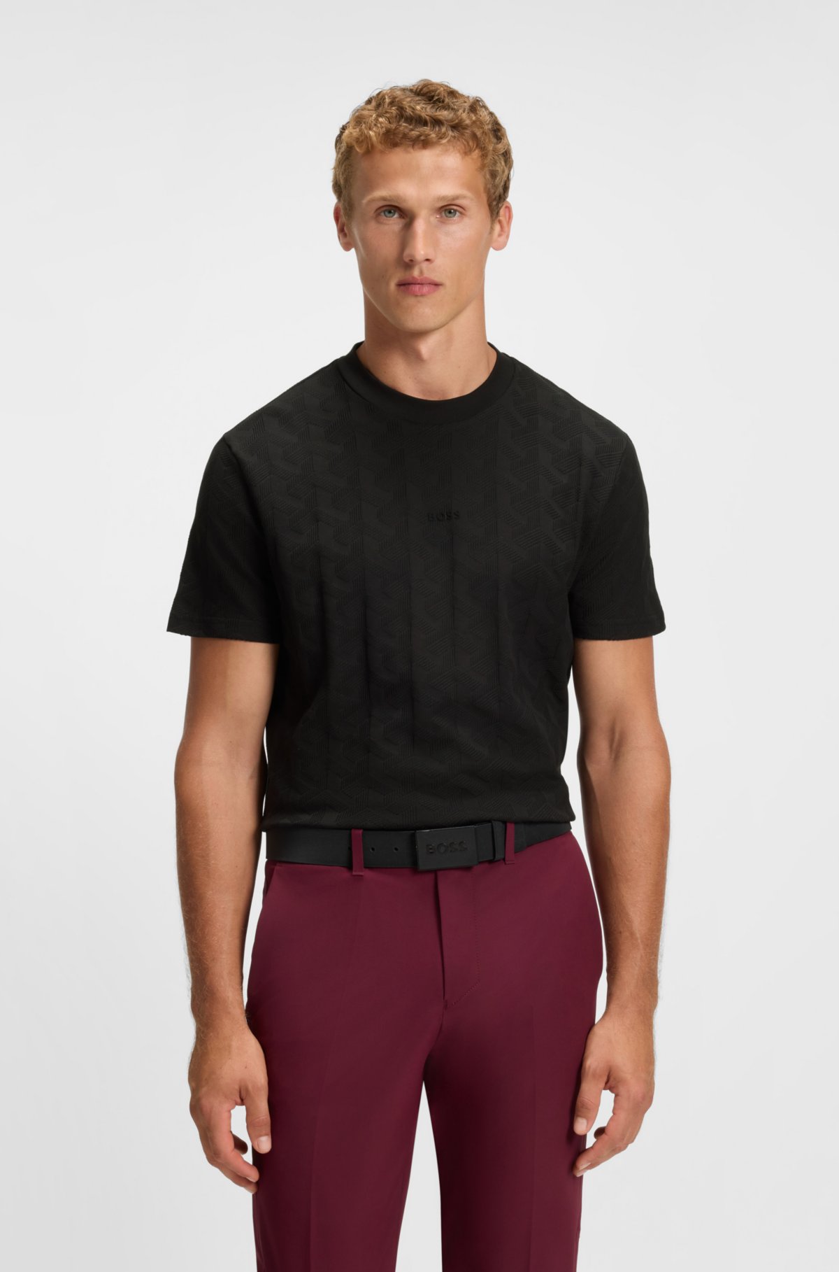 T-shirt in cotone con motivo jacquard