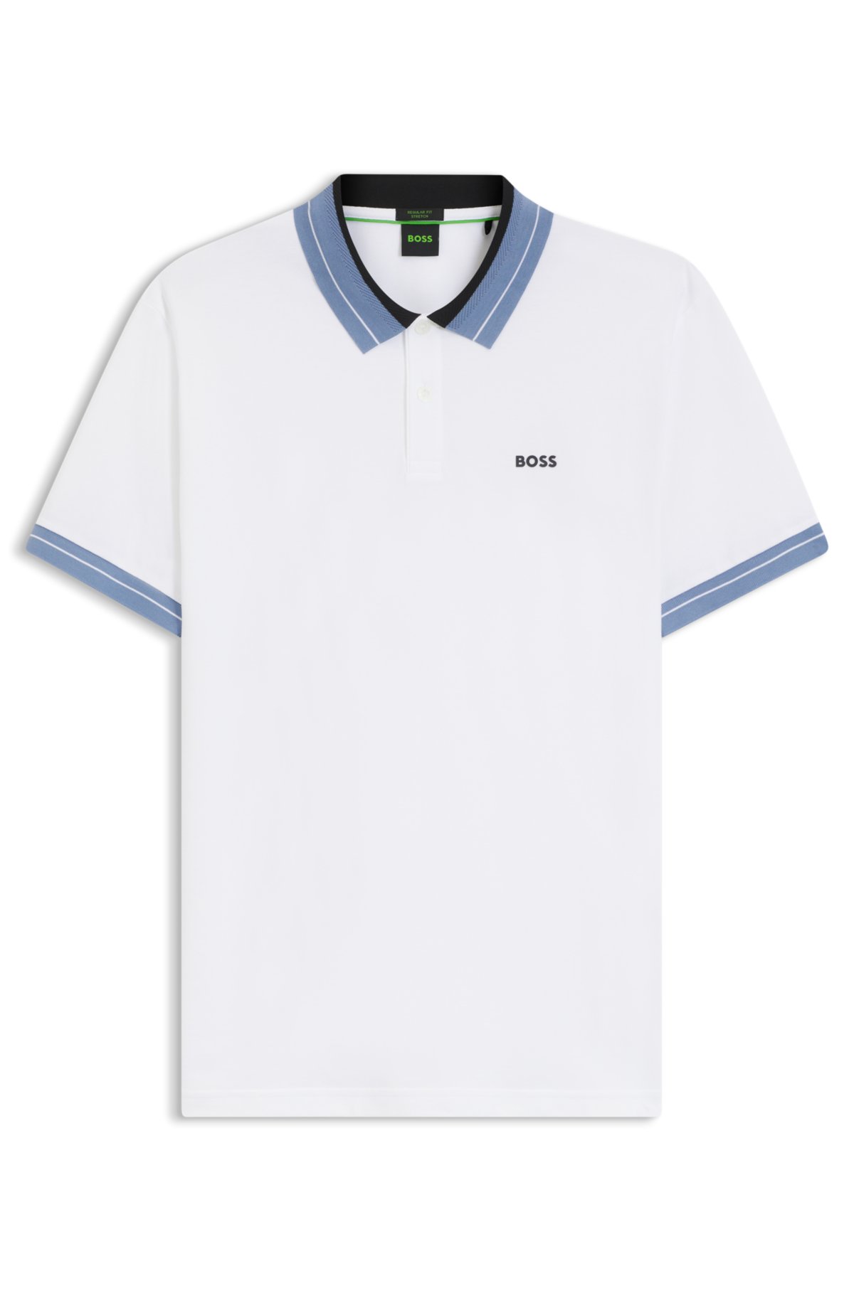 Maglietta polo con bordi a strisce in cotone elasticizzato