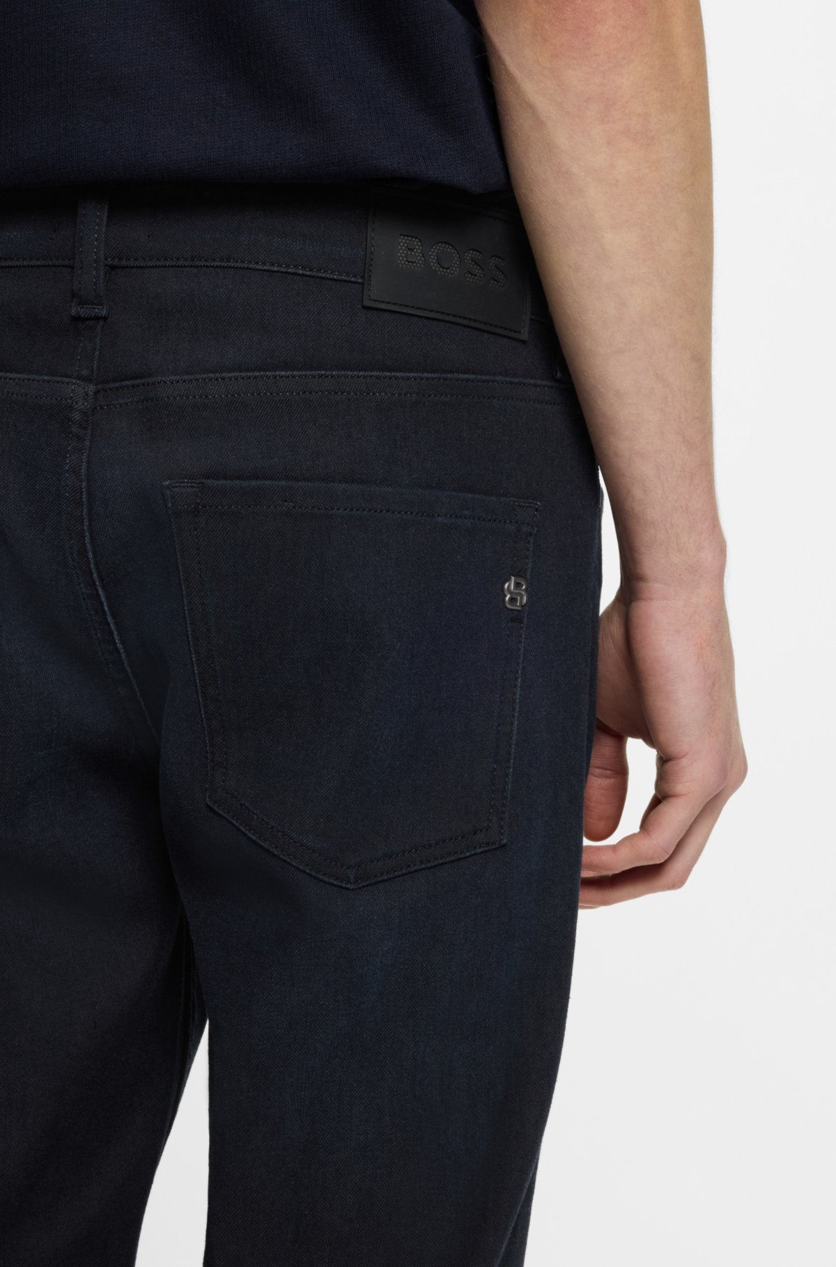 Jeans slim-fit in denim lavorato a maglia blu Delaware