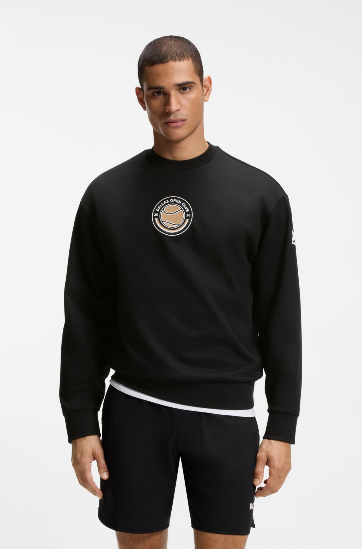 Felpa in cotone terrycloth con disegno tennistico