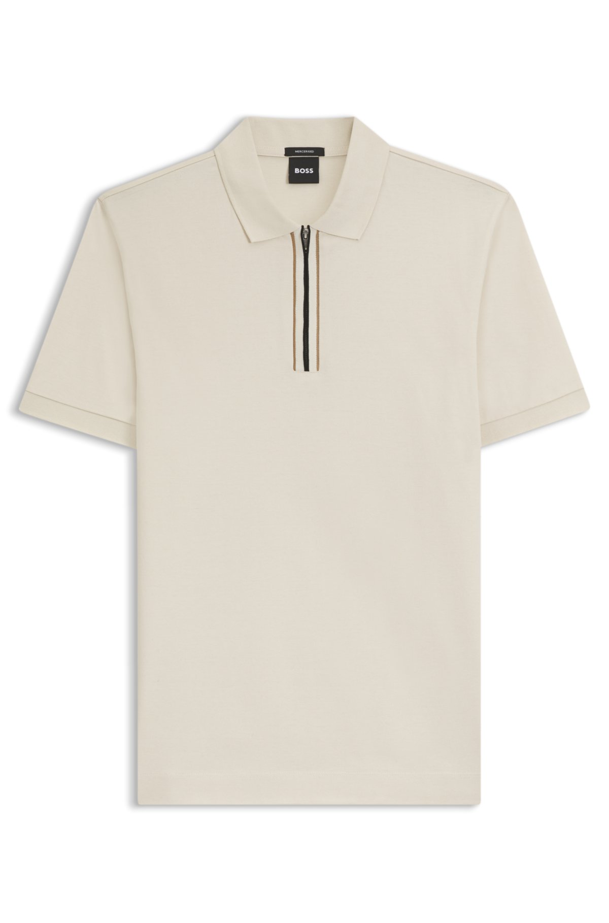 Maglietta polo con zip e bottoni in cotone mercerizzato