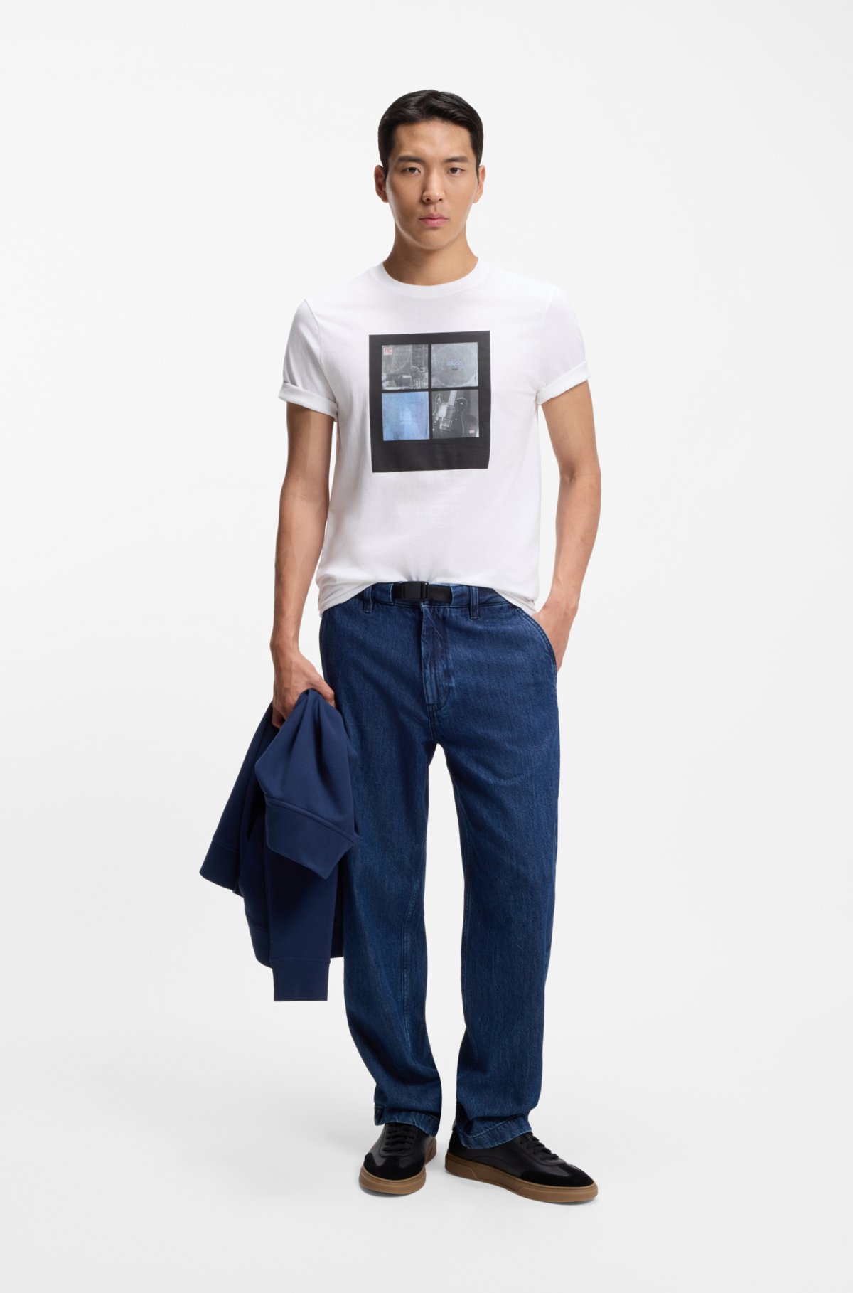 T-shirt in jersey di cotone con stampa artistica