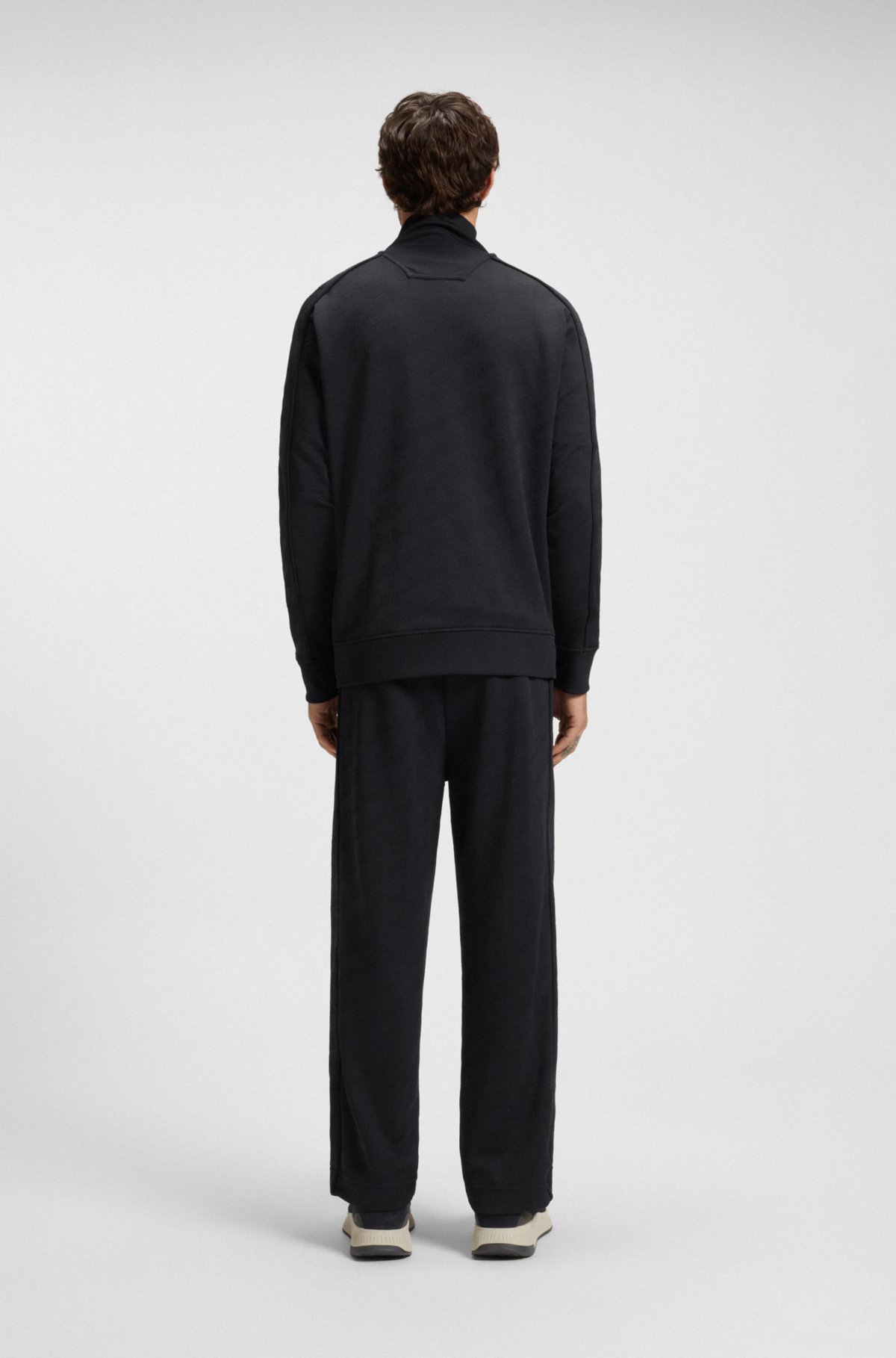 Felpa con zip in jacquard trapuntato con vestibilità regolare