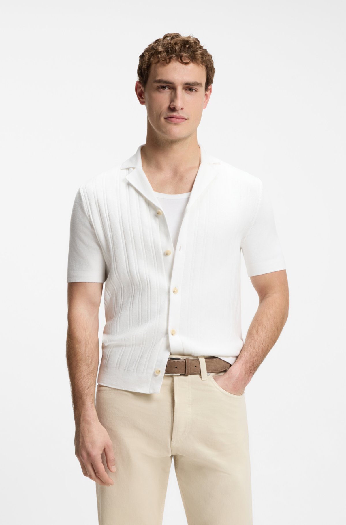 Camicia BOSS Selected by Shohei Ohtani in cotone strutturato