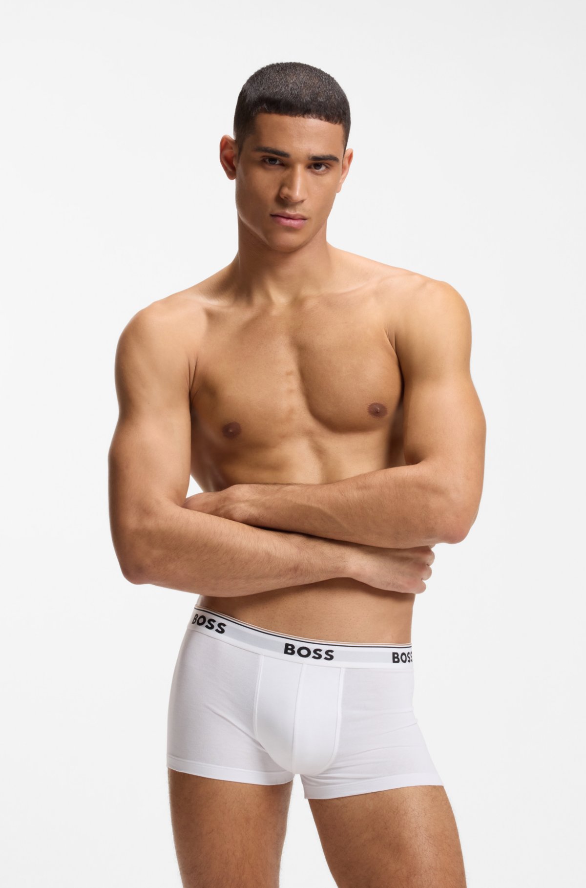 Tripletto di boxer con elastico in cotone elasticizzato