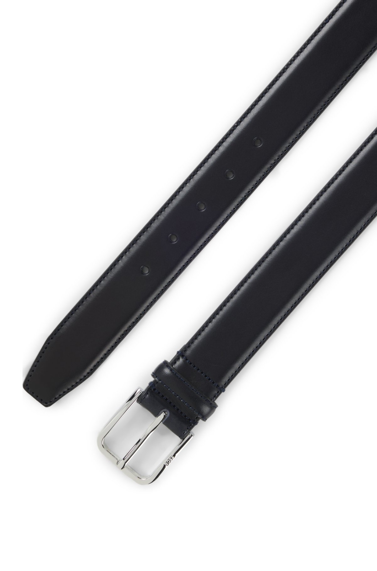 Cintura in pelle con fibbia argento lucido